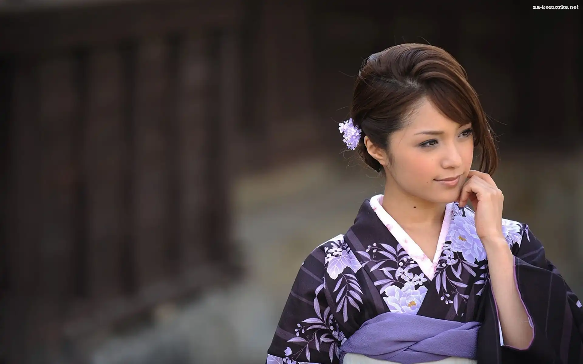 Kobieta, Nostalgia, Kimono, Fiolet