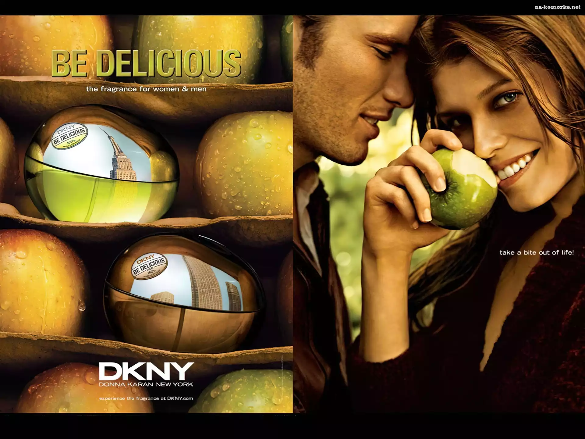 Donna Karan, mężczyzna, flakon, jabłko, perfumy, be, delicious, kobieta