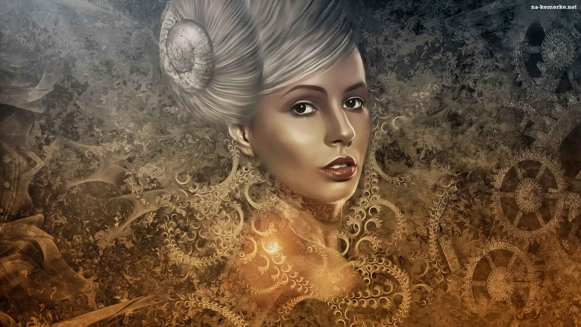 Kobieta, Muszla, Paintography, Kok