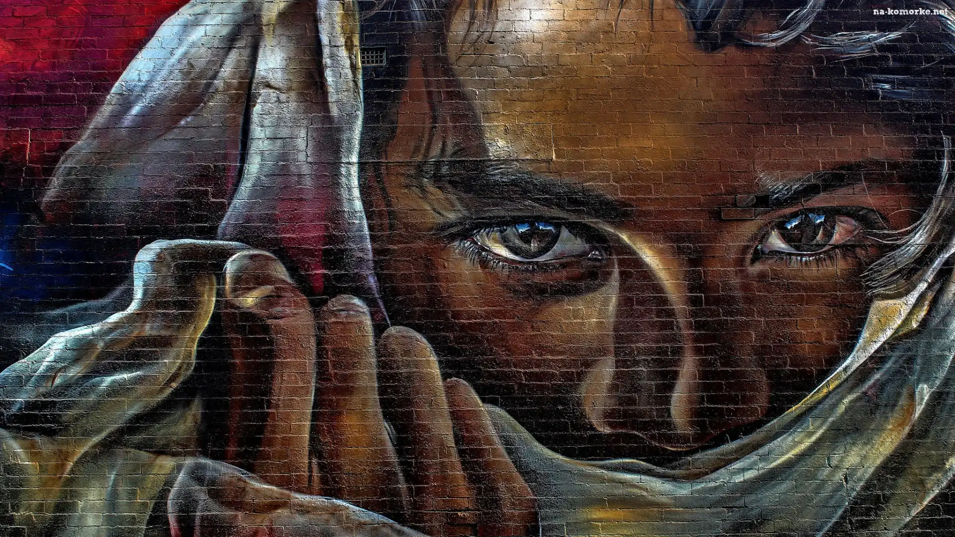 Kobieta, Graffiti, Zasłonięta, Twarz, Oczy