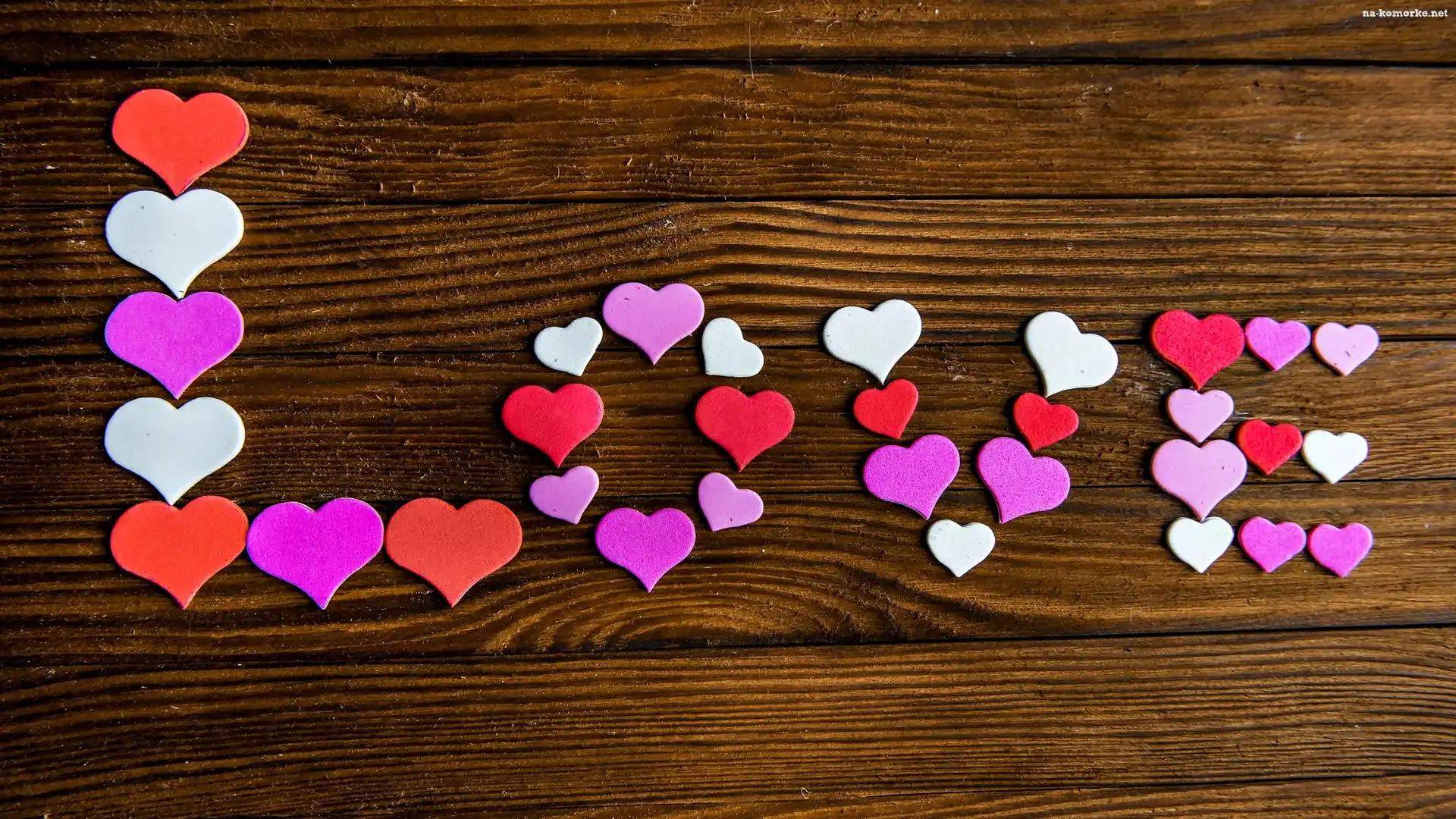 Kolorowe, Love, Serduszka, Napis
