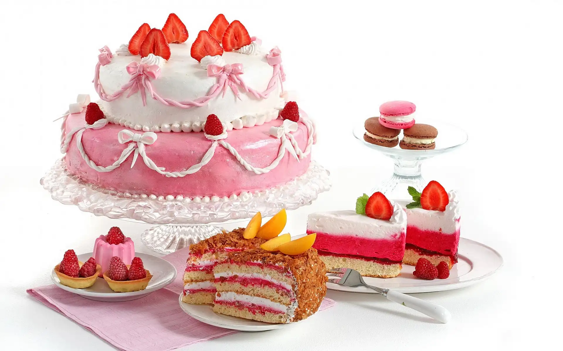 Kolorowy, Owoce, Tort, Ciastka