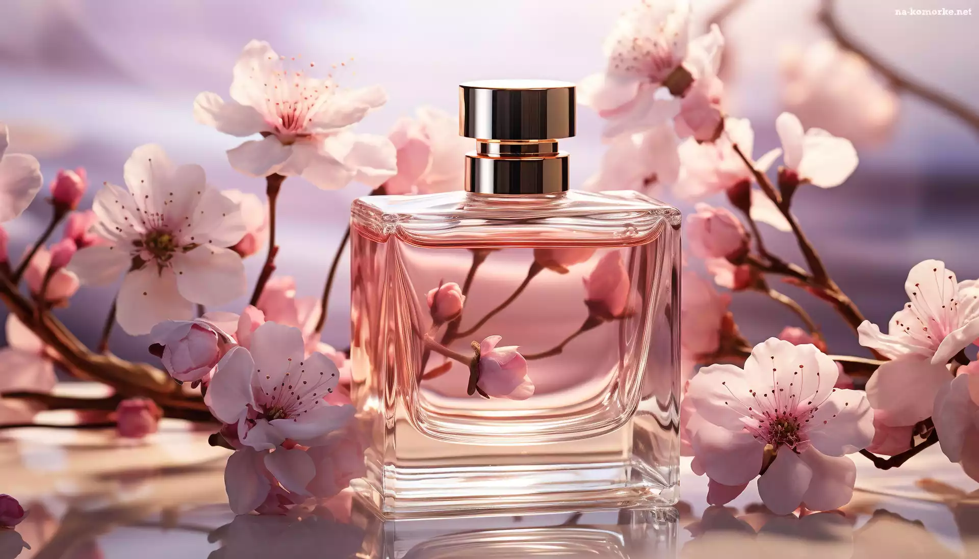 Perfumy, Grafika, Różowe, Kompozycja, Wiosna, Flakon, Kwiaty