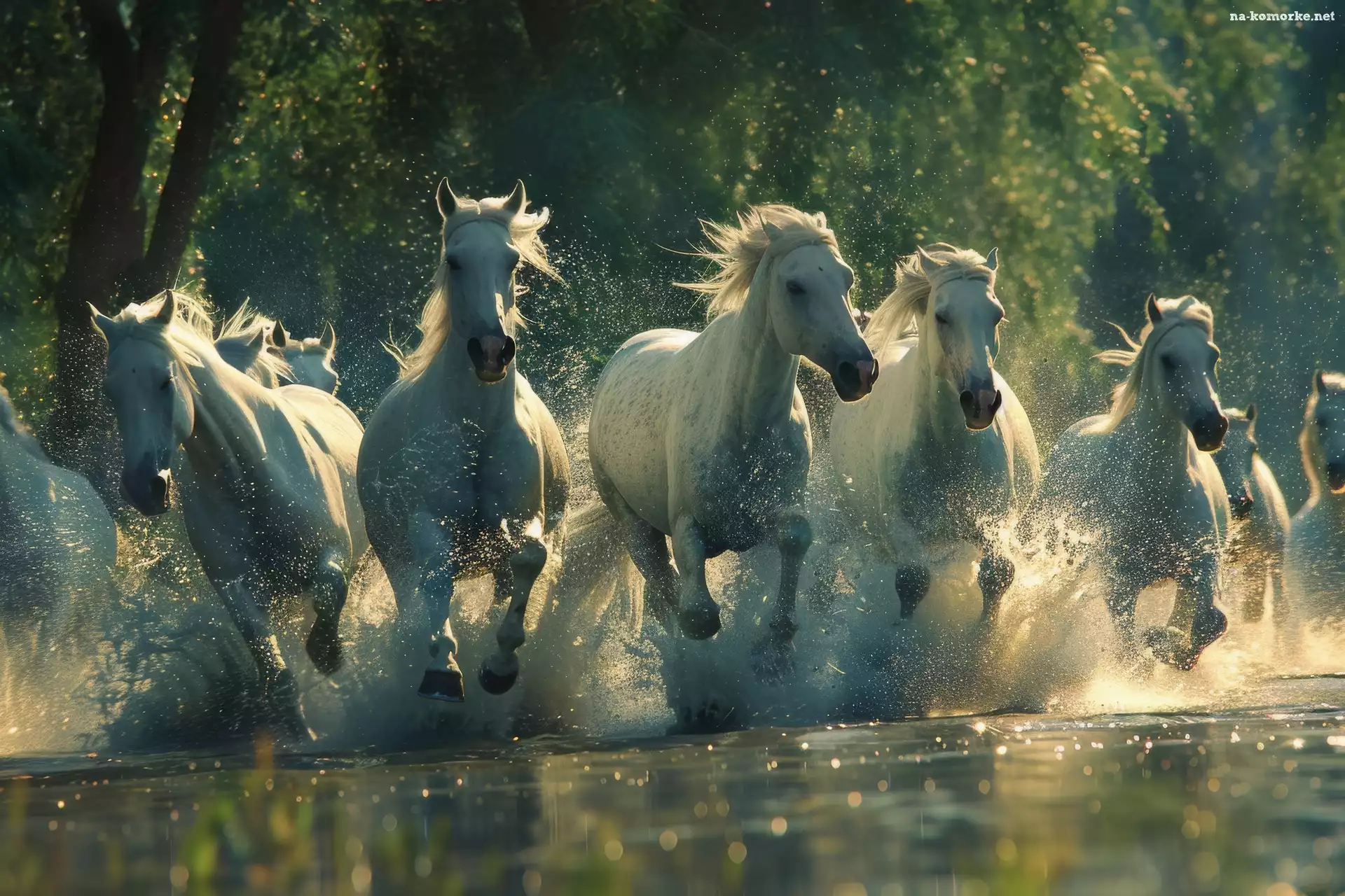 Konie, Galop, Rzeka