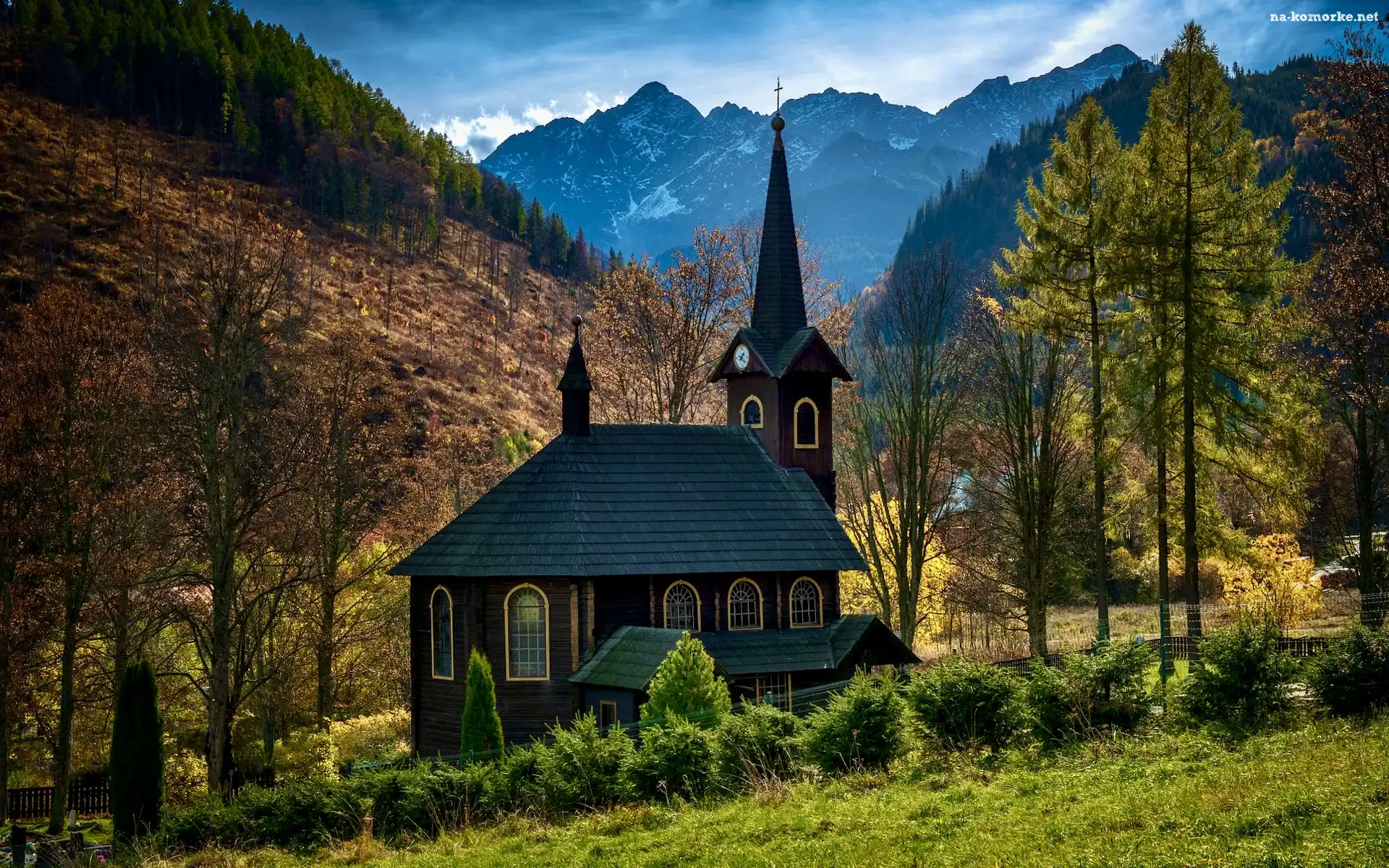 Kościół św Anny, Słowacja, Tatry, Drzewa, Góry, Jaworzyna Tatrzańska
