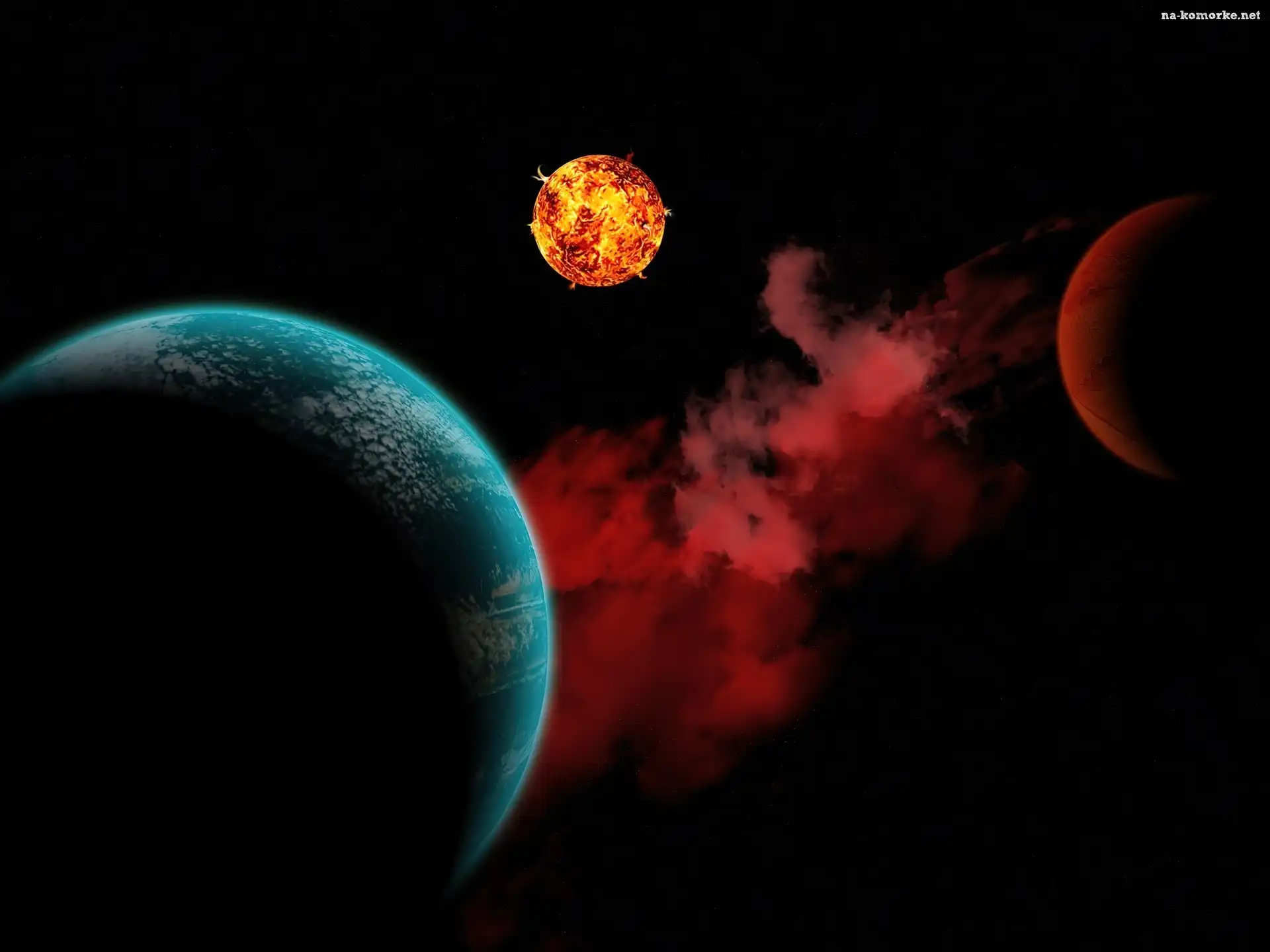 Kosmos, Mars, Ziemia, Słońce