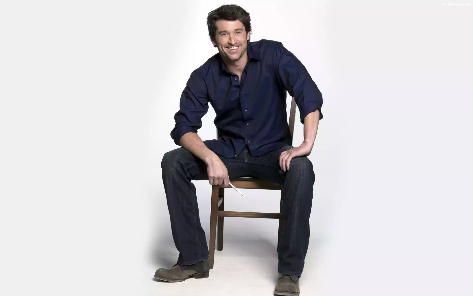 Koszula, Patrick Dempsey, Aktor, Krzesło, Niebieska