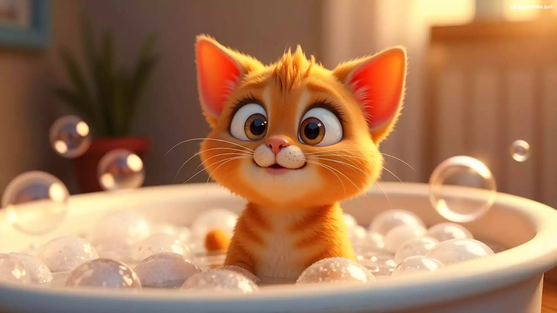 Kąpiel, Grafika, Rudy, Kot