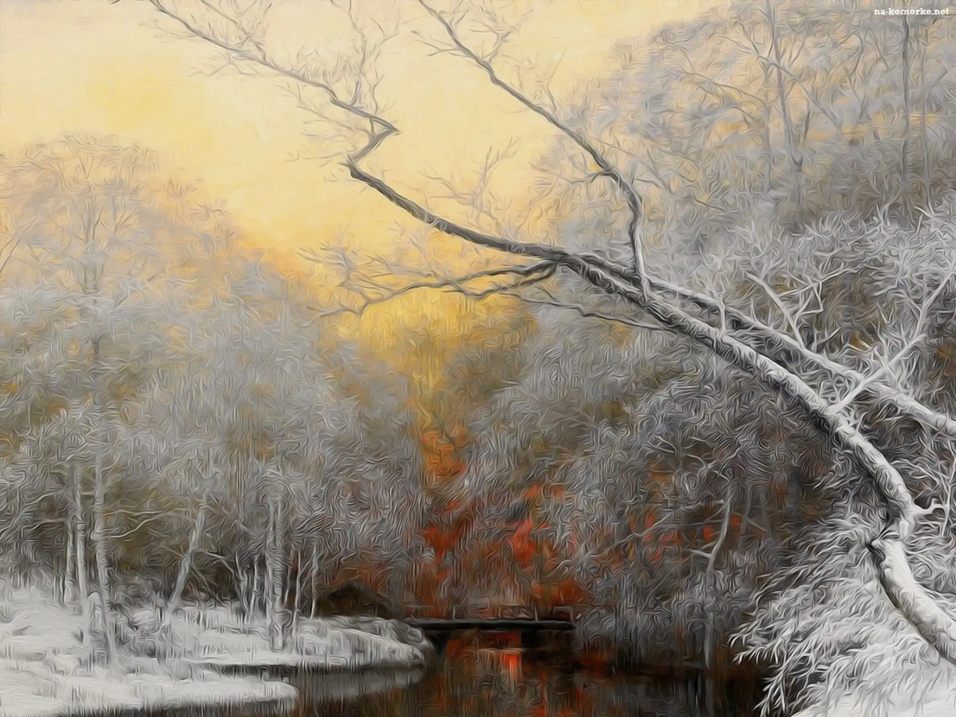 Krajobraz, Fractalius, Zima, Las