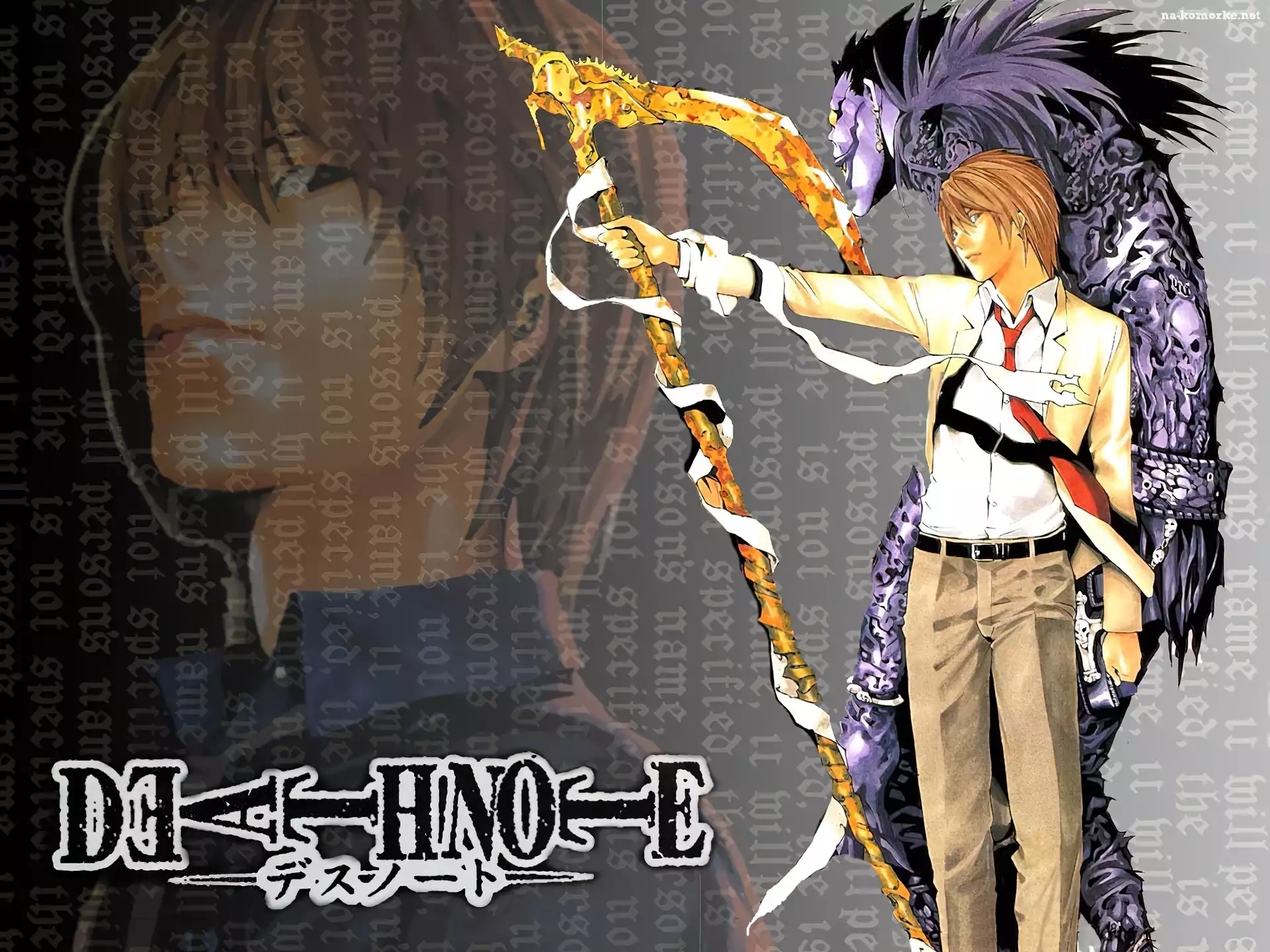 krawat, Death Note, chłopak, kosa, potwór
