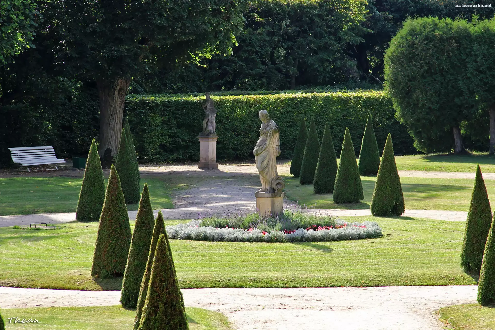 Krzewy, Park Raczyńskich, Rogalin, Posąg, Drzewa