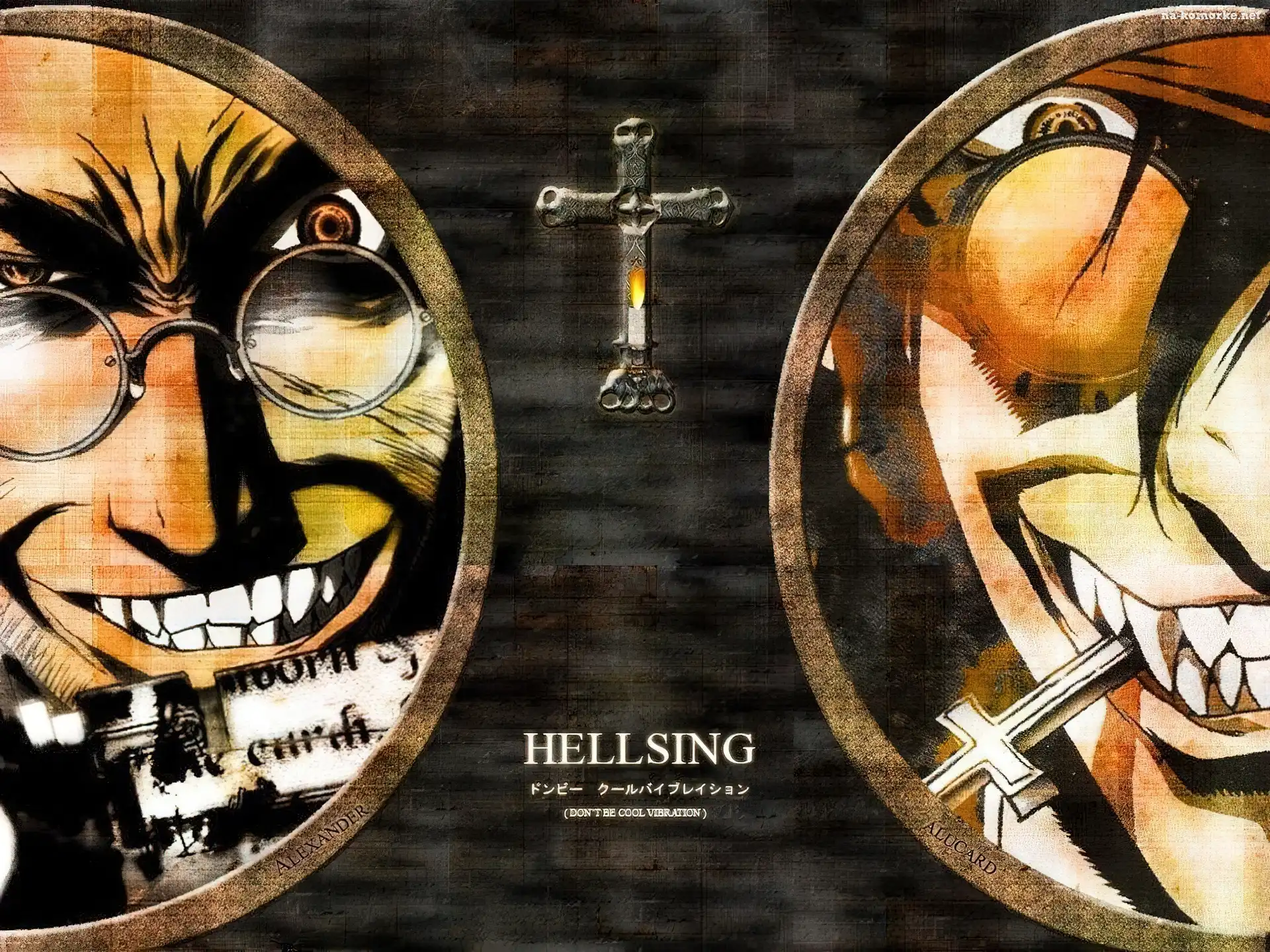 Hellsing, krzyż, twarze