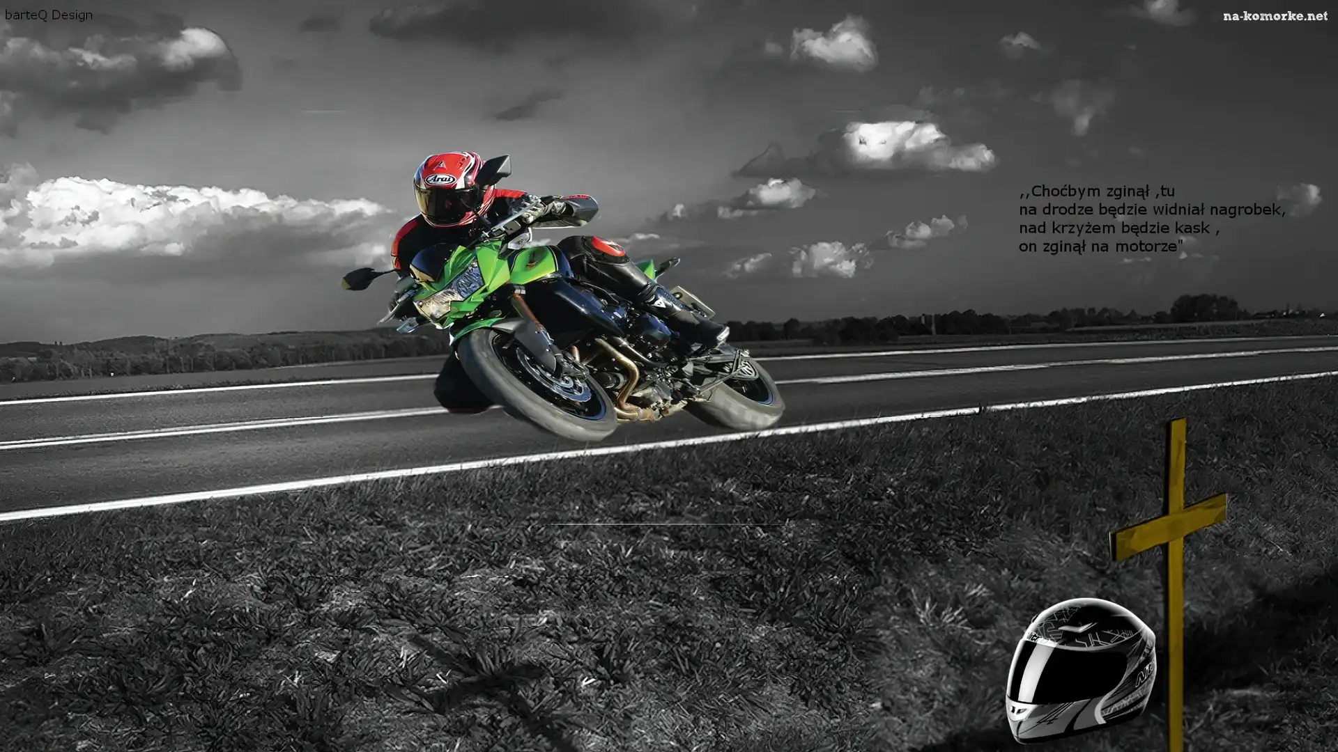 Krzyż, Droga, Kask, Motocyklista