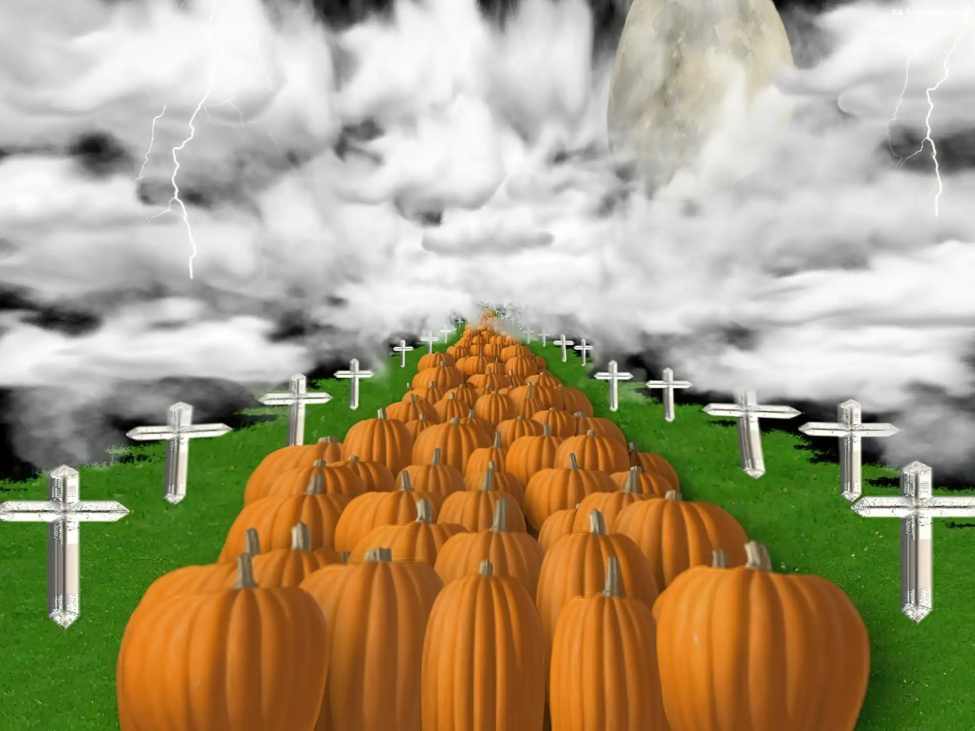 Halloween, krzyże , dynie