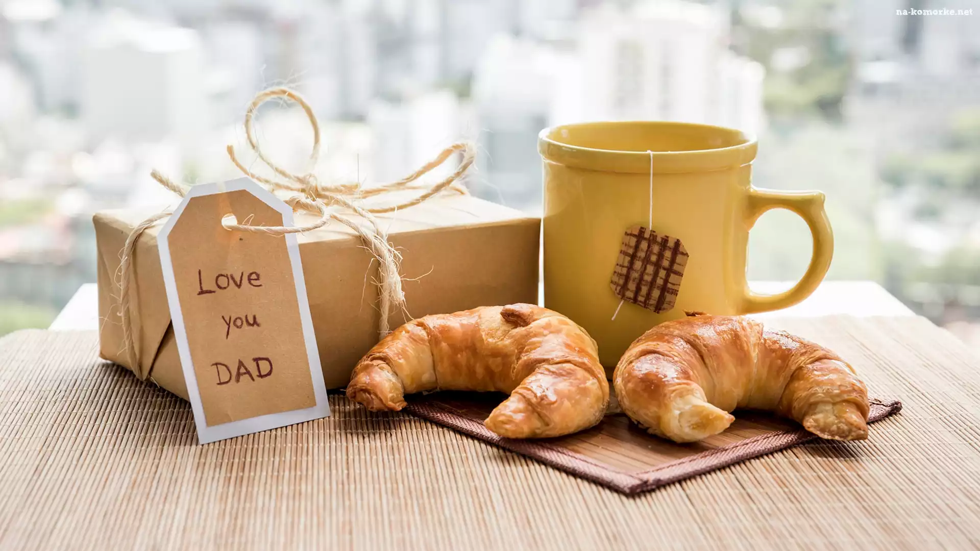 Dzień Ojca, Kubek, Zawieszka, Herbata, Prezent, Napis, Love you Dad, Rogaliki