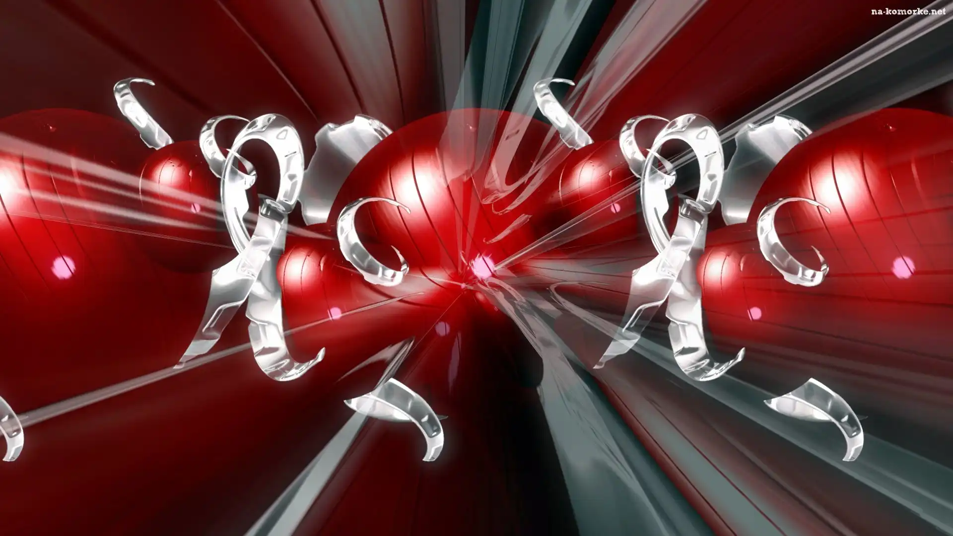 Czerwone, Grafika 3D, Kule, Abstrakcja