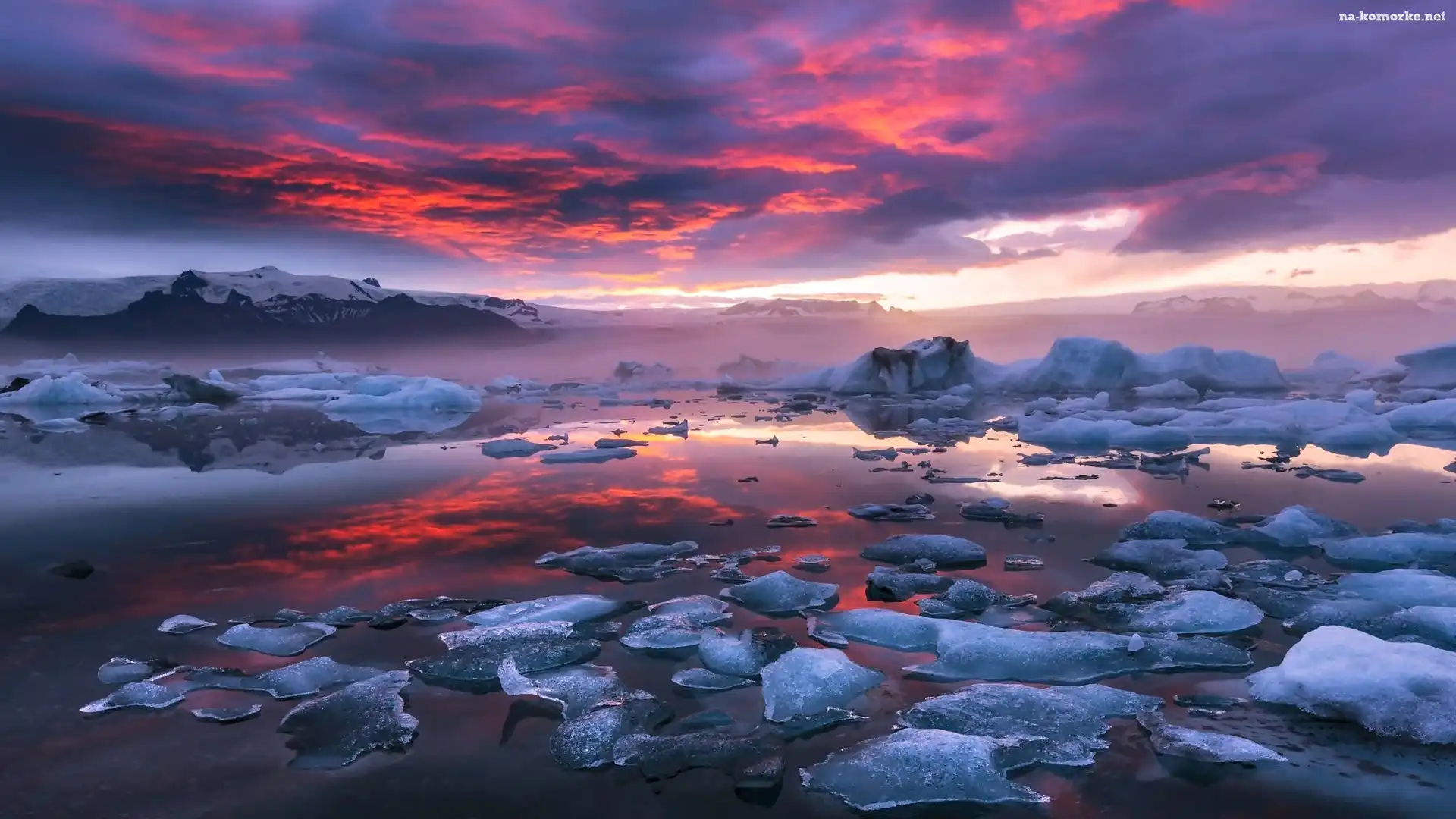 Zima, Islandia, Park Narodowy Vatnajökull, Laguna lodowcowa Jökulsárlón, Jezioro