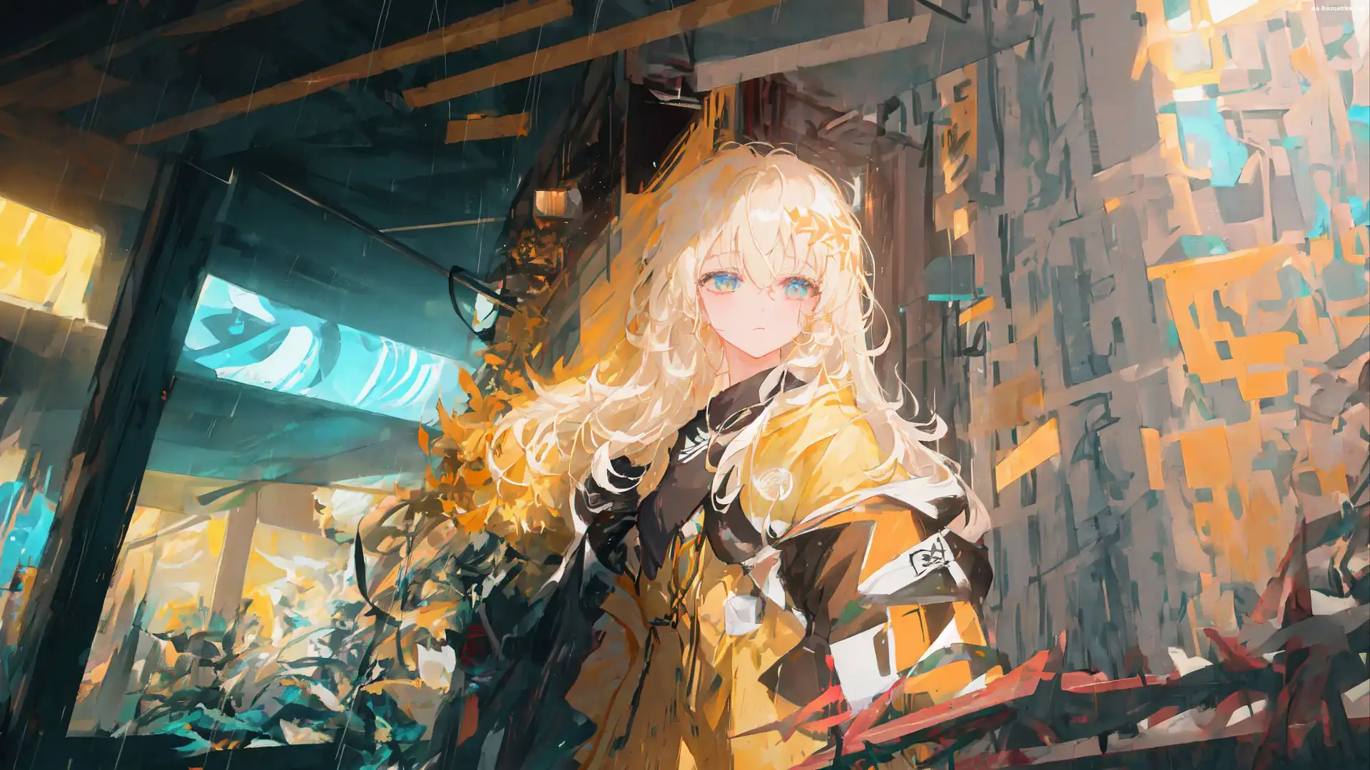 Dziewczyna, Kurtka, Anime, Blondynka, Sztuka