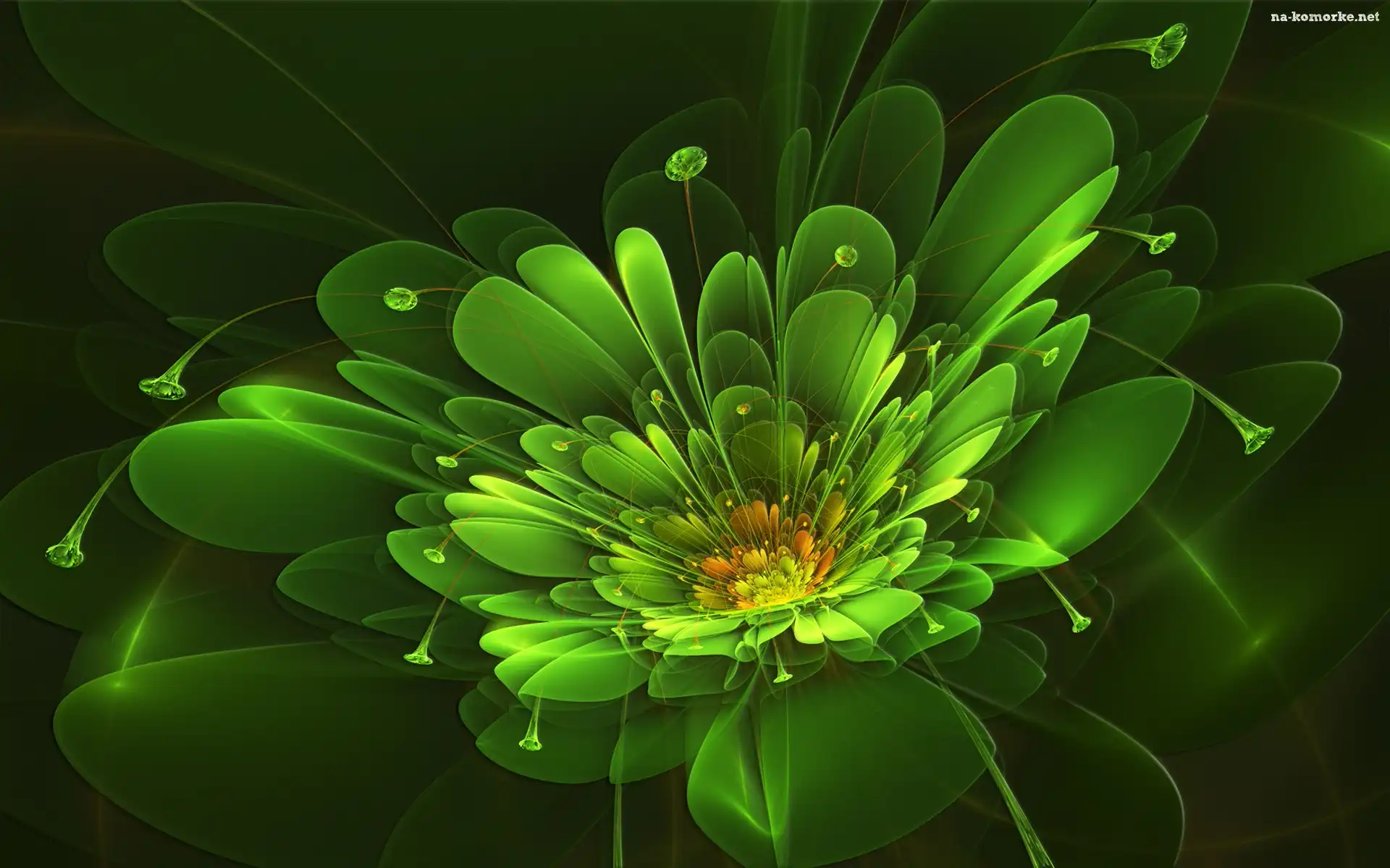 Zielony, Fraktal, Kwiat, 3D