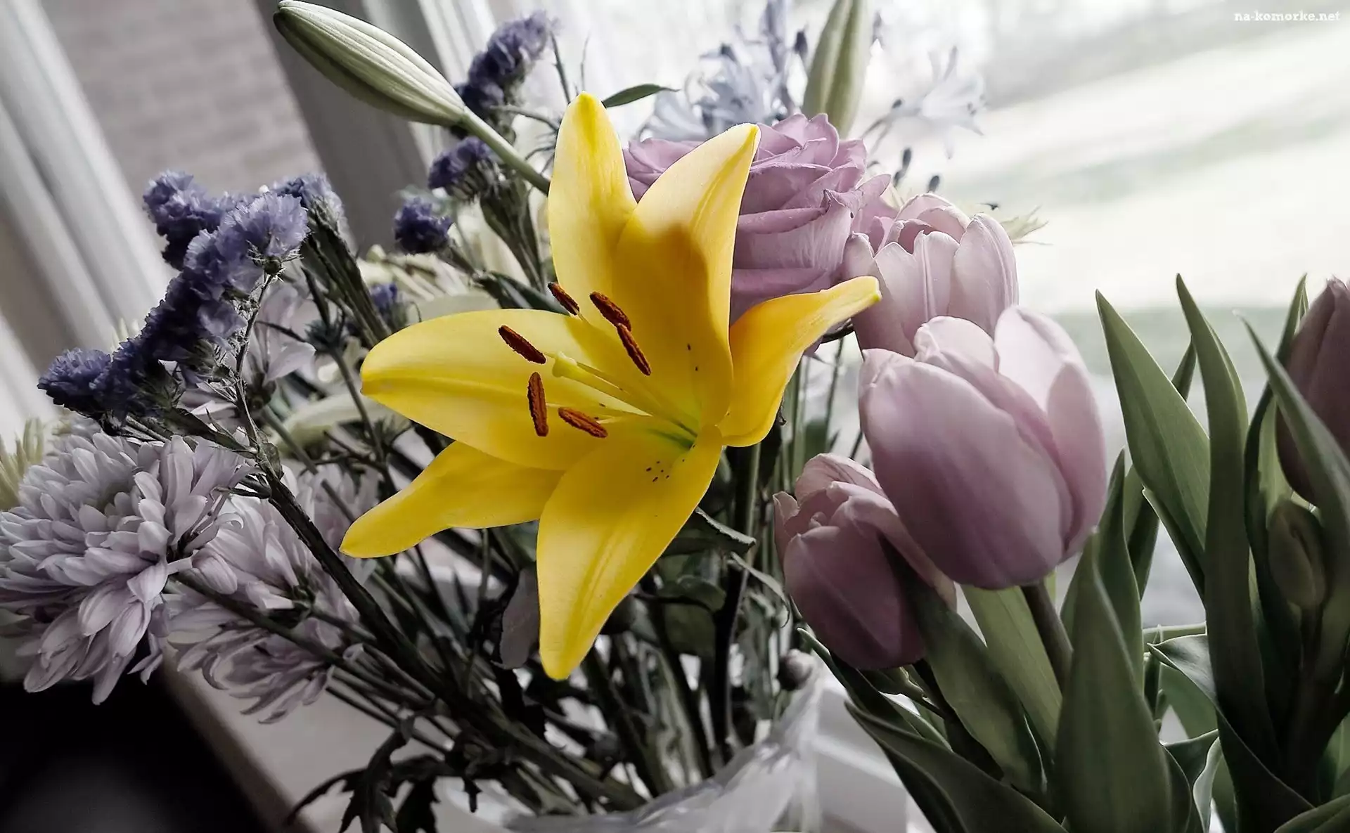 Bukiet, Kwiatów, Tulipany