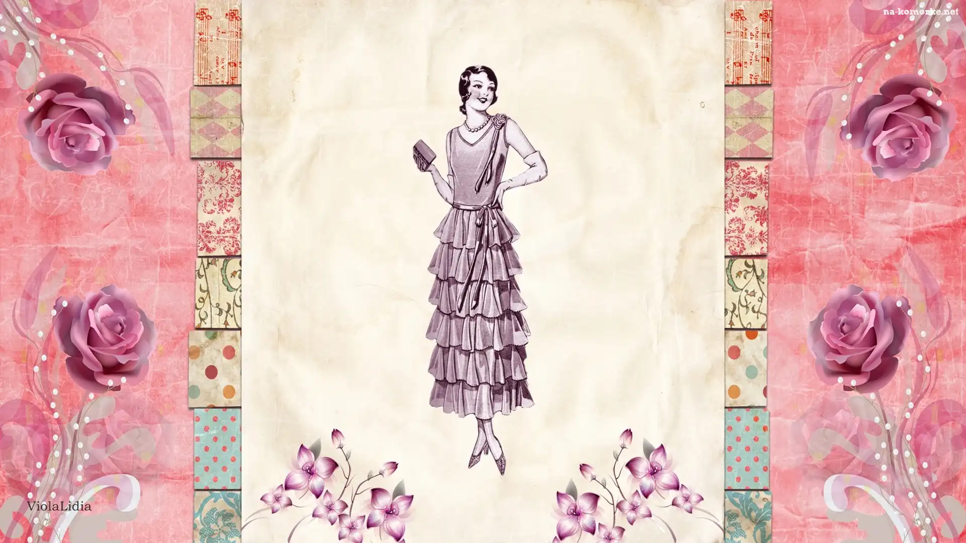 Kwiaty, Moda, Kobieta, Retro