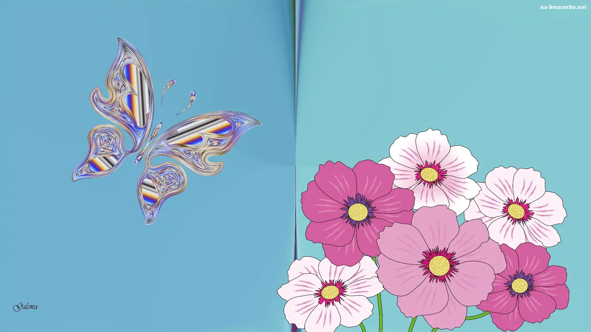 Motyl, Kwiaty, Grafika