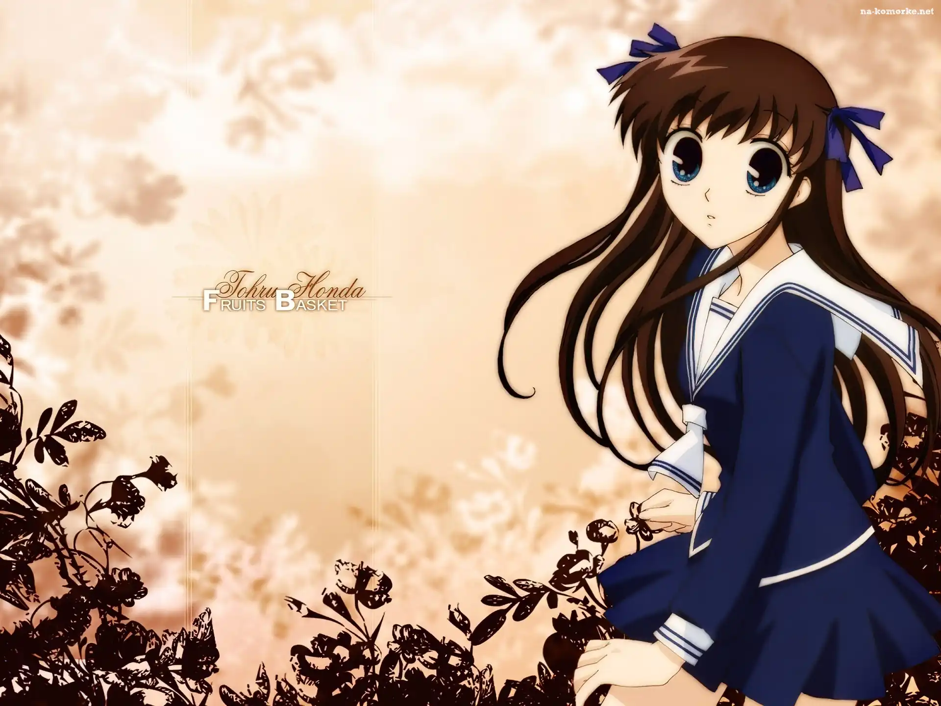 kwiaty, Fruits Basket, mundurek, kobieta