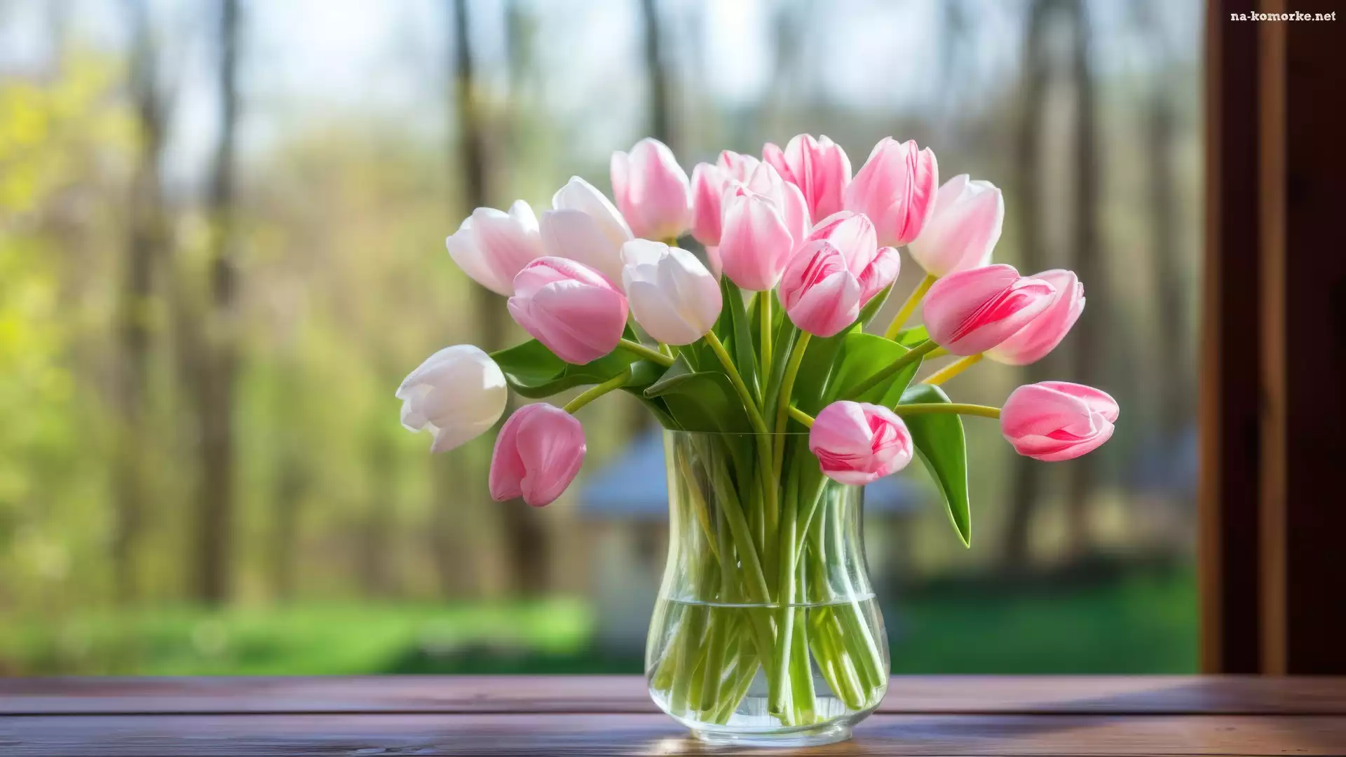 Tulipany, Kwiaty, Parapet, Różowe, Okno