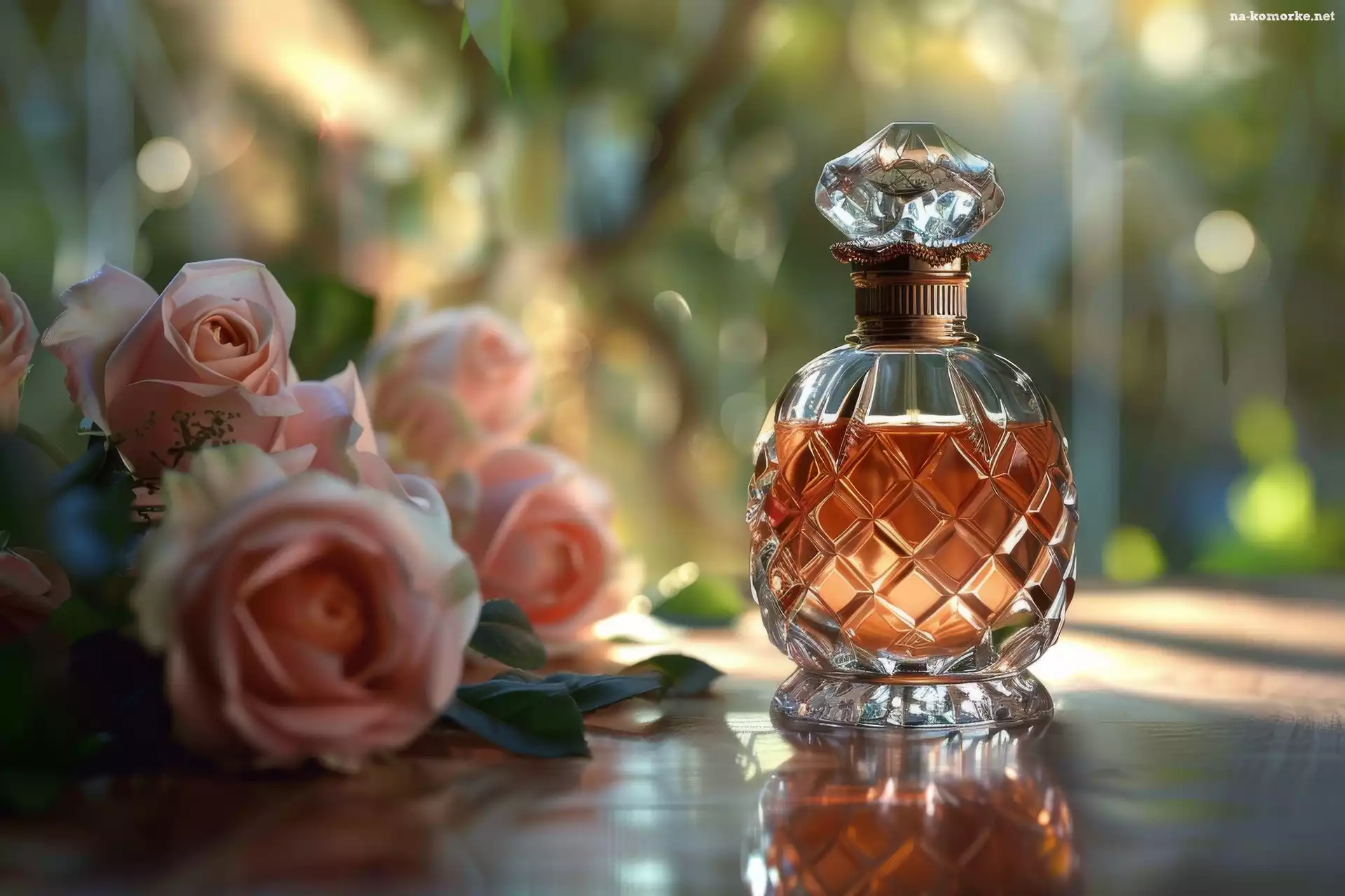 Flakon, Kwiaty, Róże, Perfumy, Kompozycja