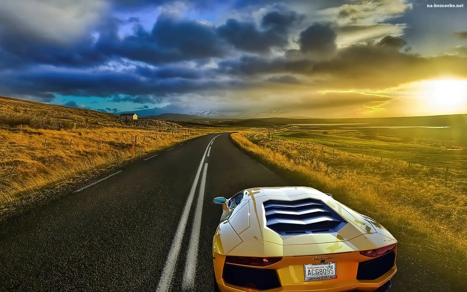 Lamborghini, Niebo, Aventador, Droga