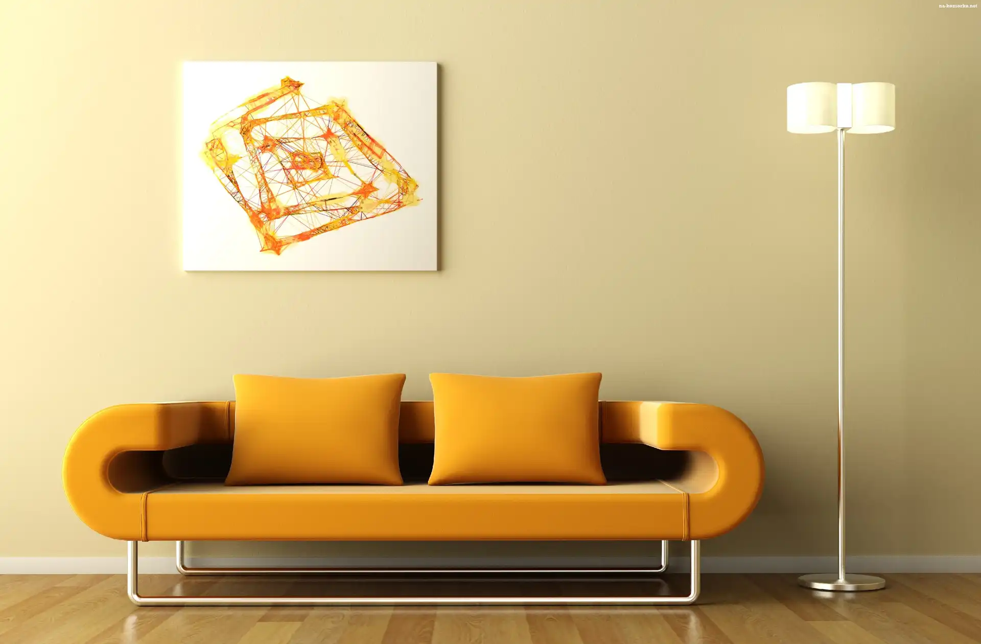 Pokój, Lampa, Obraz, Sofa