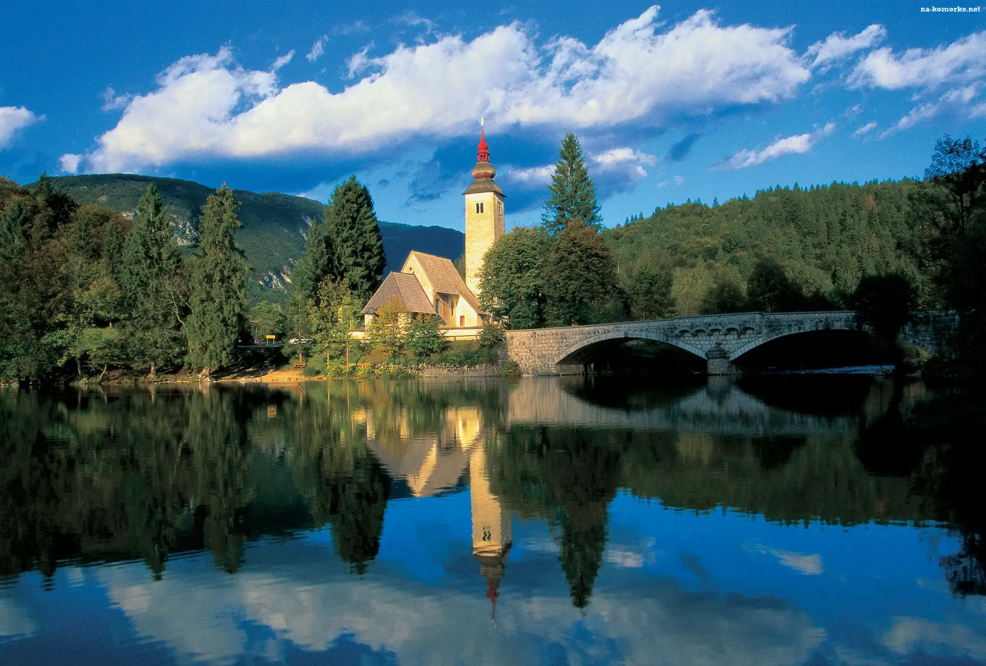 Las, Jezioro, Bohinj, Most, Kościół