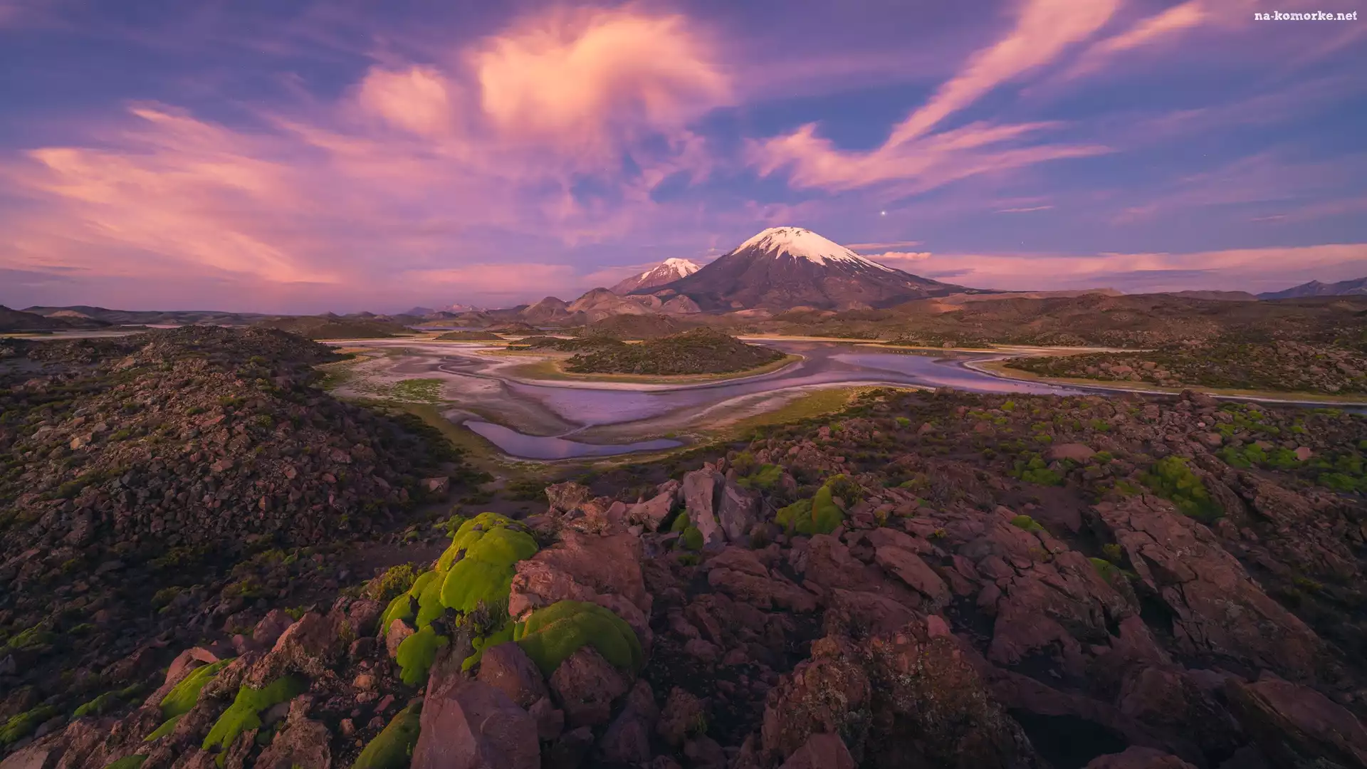 Parinacota, Chile, Wulkan, Skały, Góry, Park Narodowy Lauca