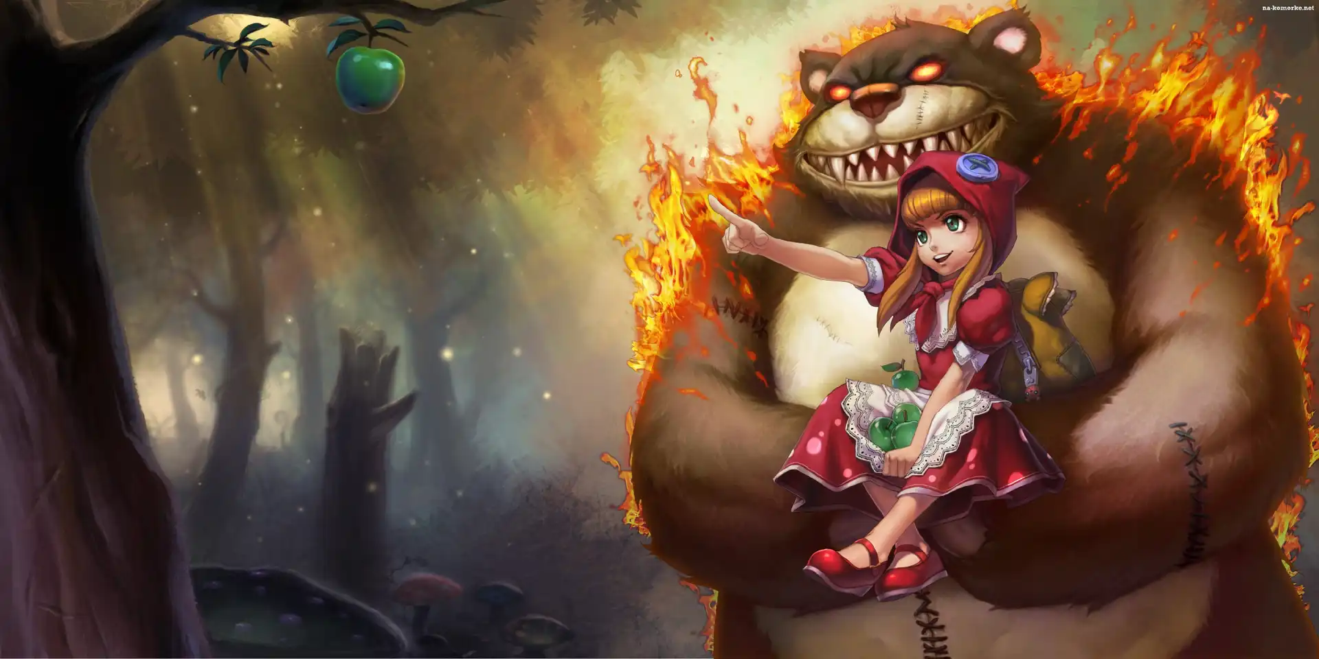 Jabłka, League Of Legends, Dziewczynka, Misiek, Zielone