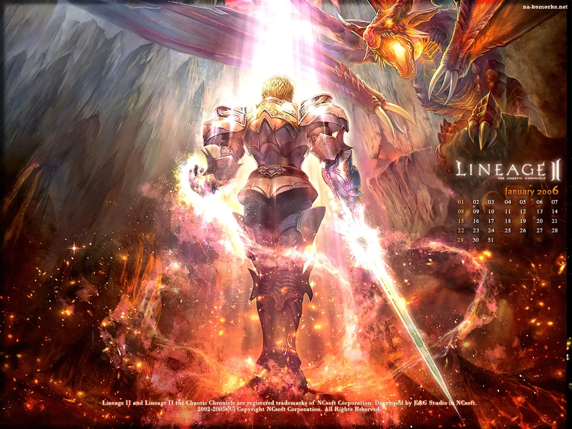 Lineage 2, światło, postać, smok