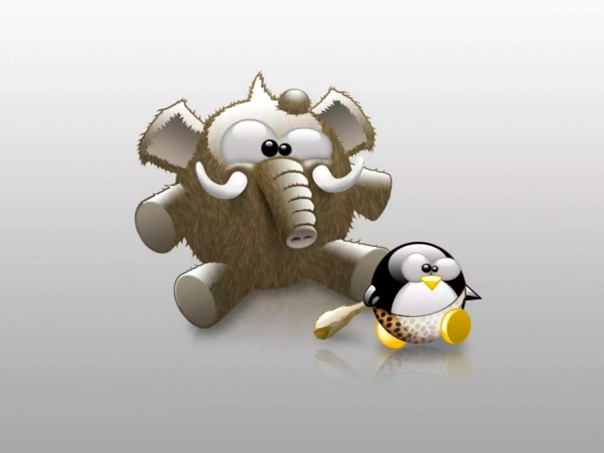 Linux, mamut, pingwin, maczuga, grafika