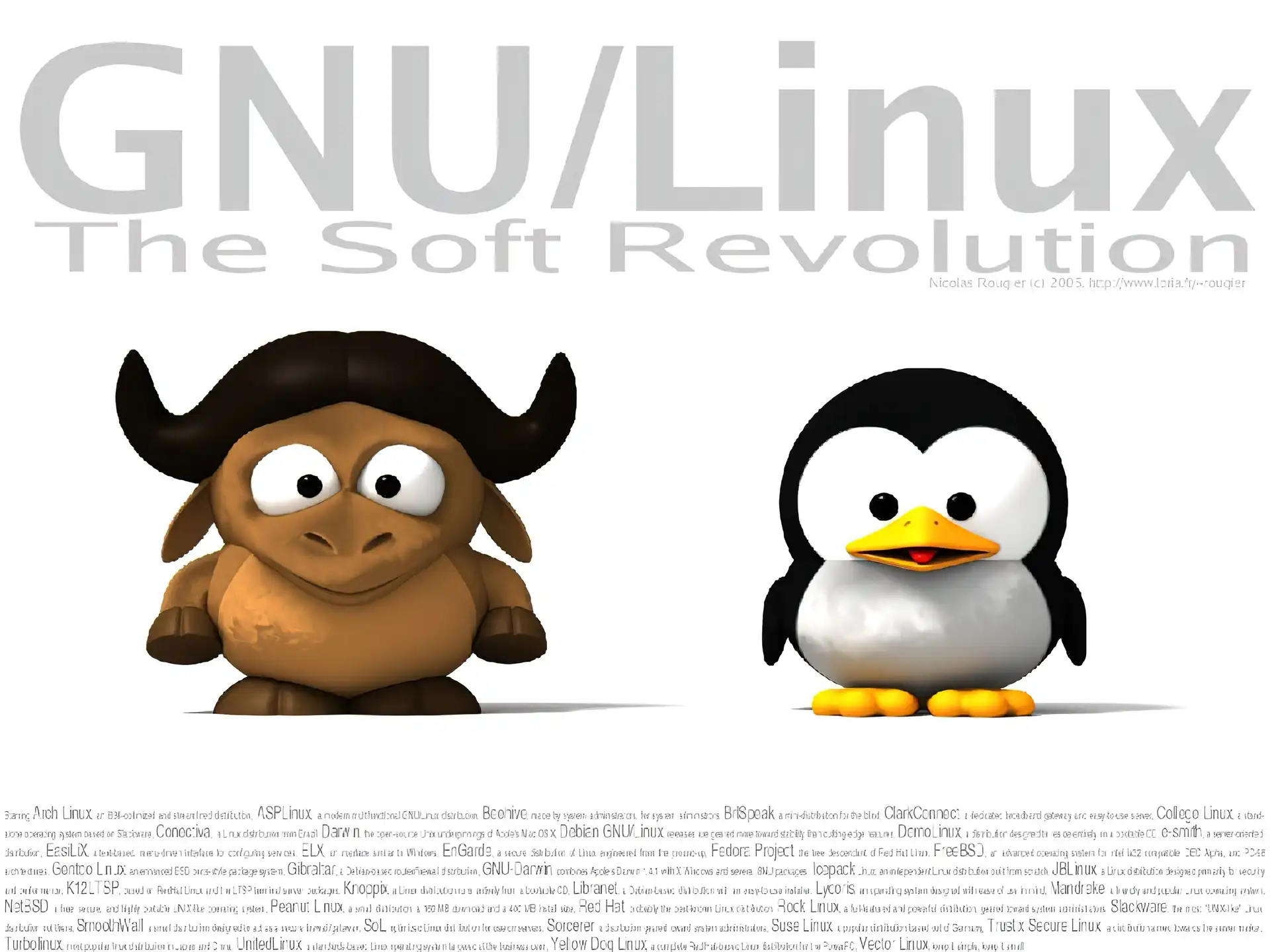 Linux, bawół, pingwin, grafika