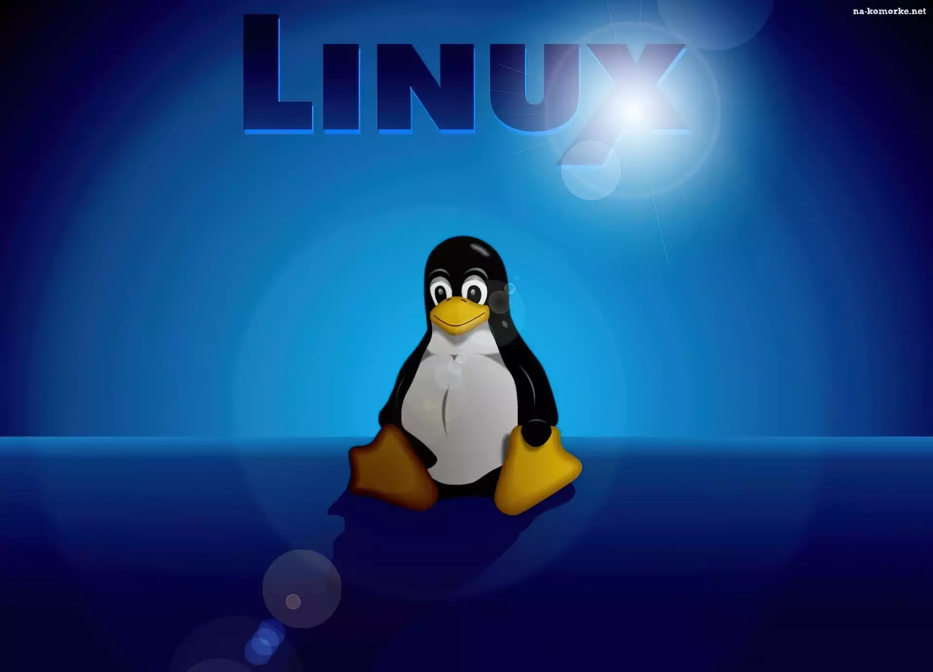 Linux, Tło, Pingwin, Niebieskie