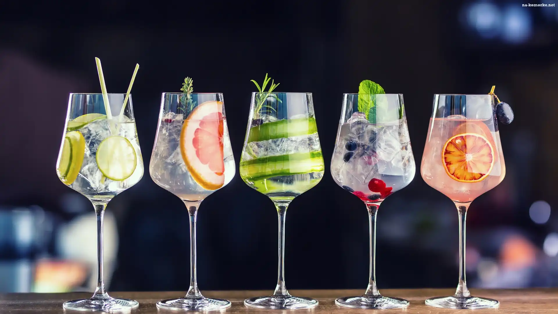 Lód, Drinki, Kieliszki, Kawałki, Owoców