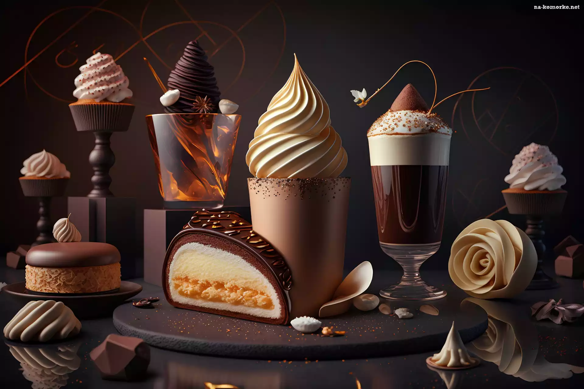 Ciastka, Lody, Desery, Koktajle, Grafika