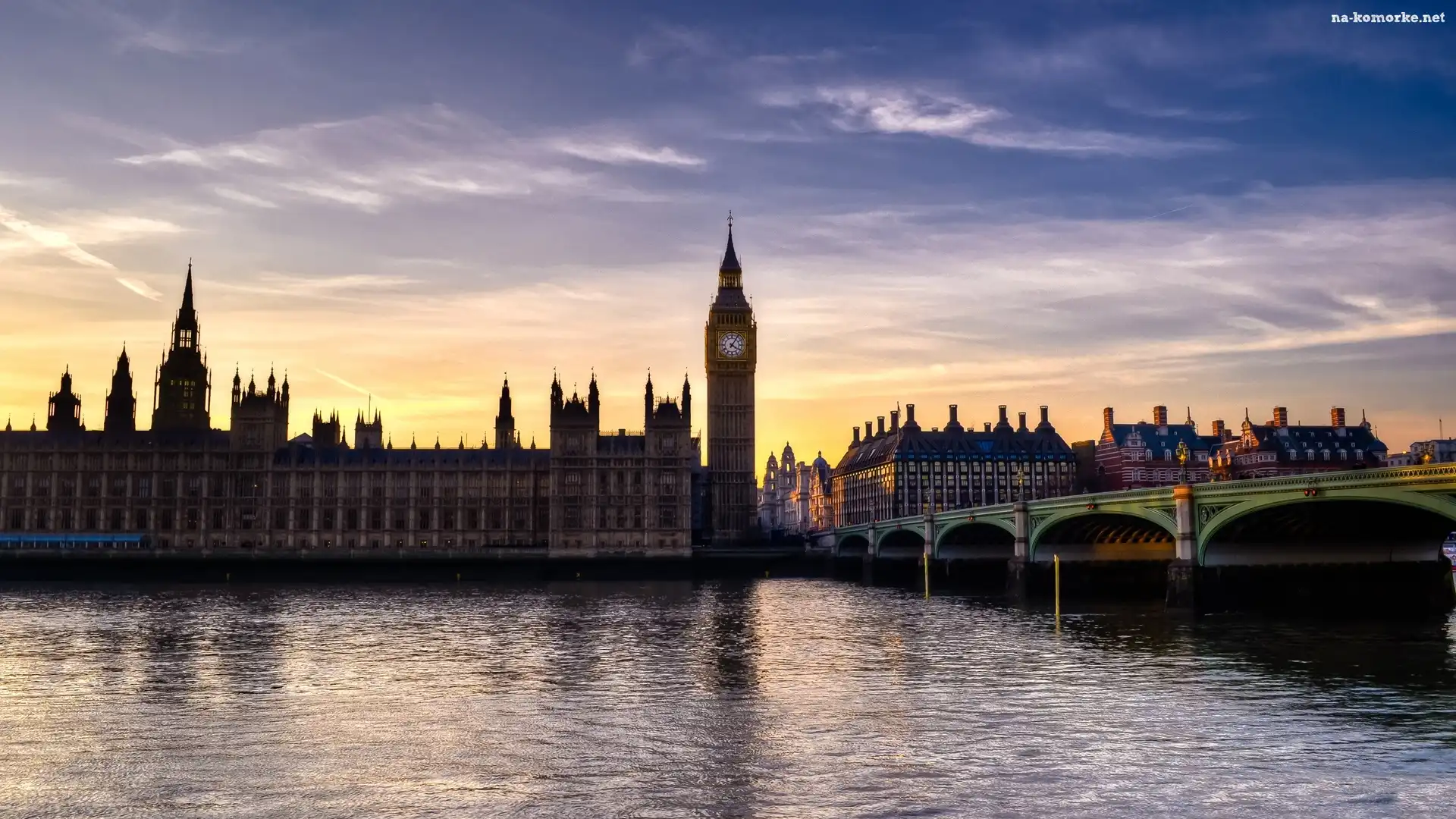 Londyn, Zmierzch, Big Ben, Most