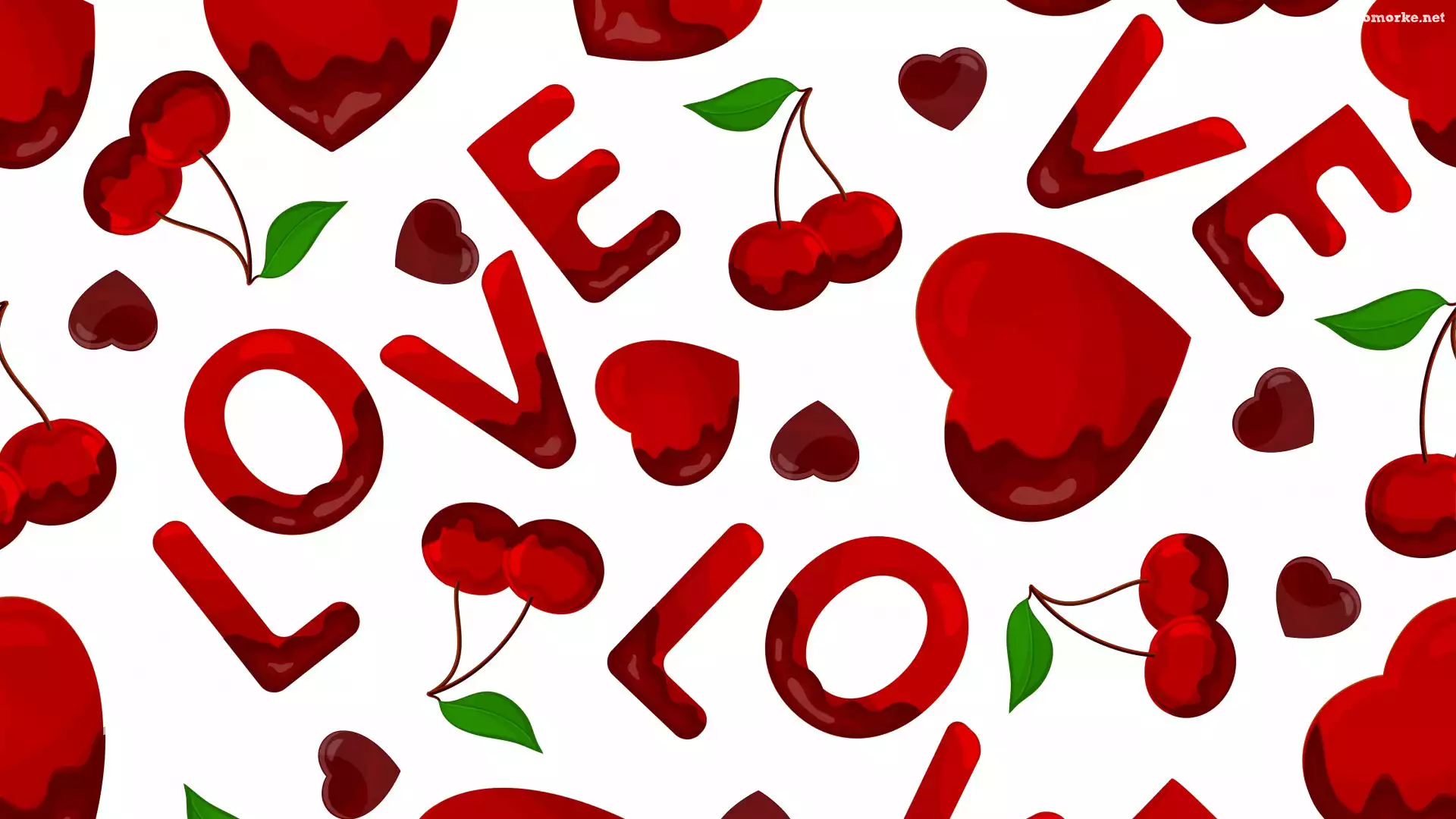 Love, Serca, Wiśnie, Miłość, Napis