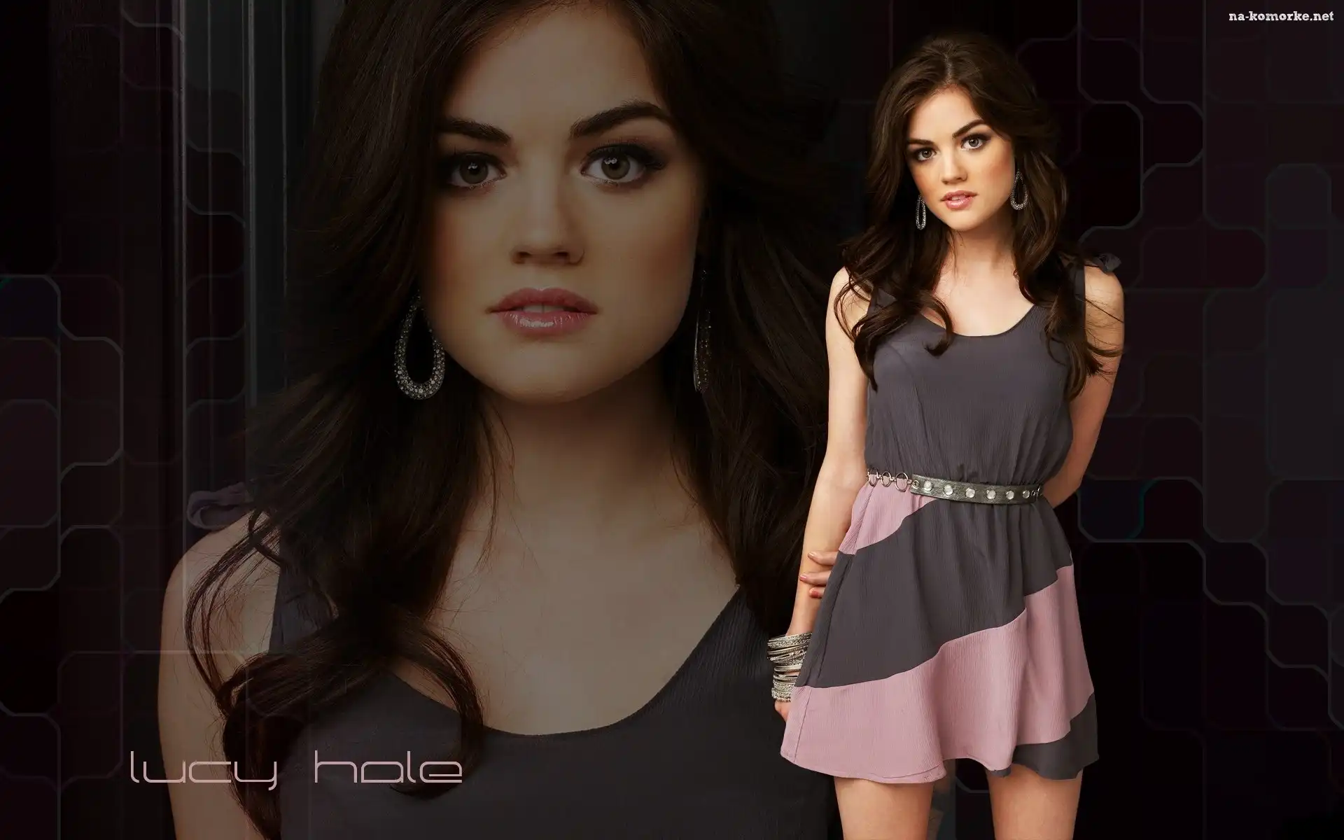 Lucy Hale, Makijaż, Spojrzenie, Sukienka