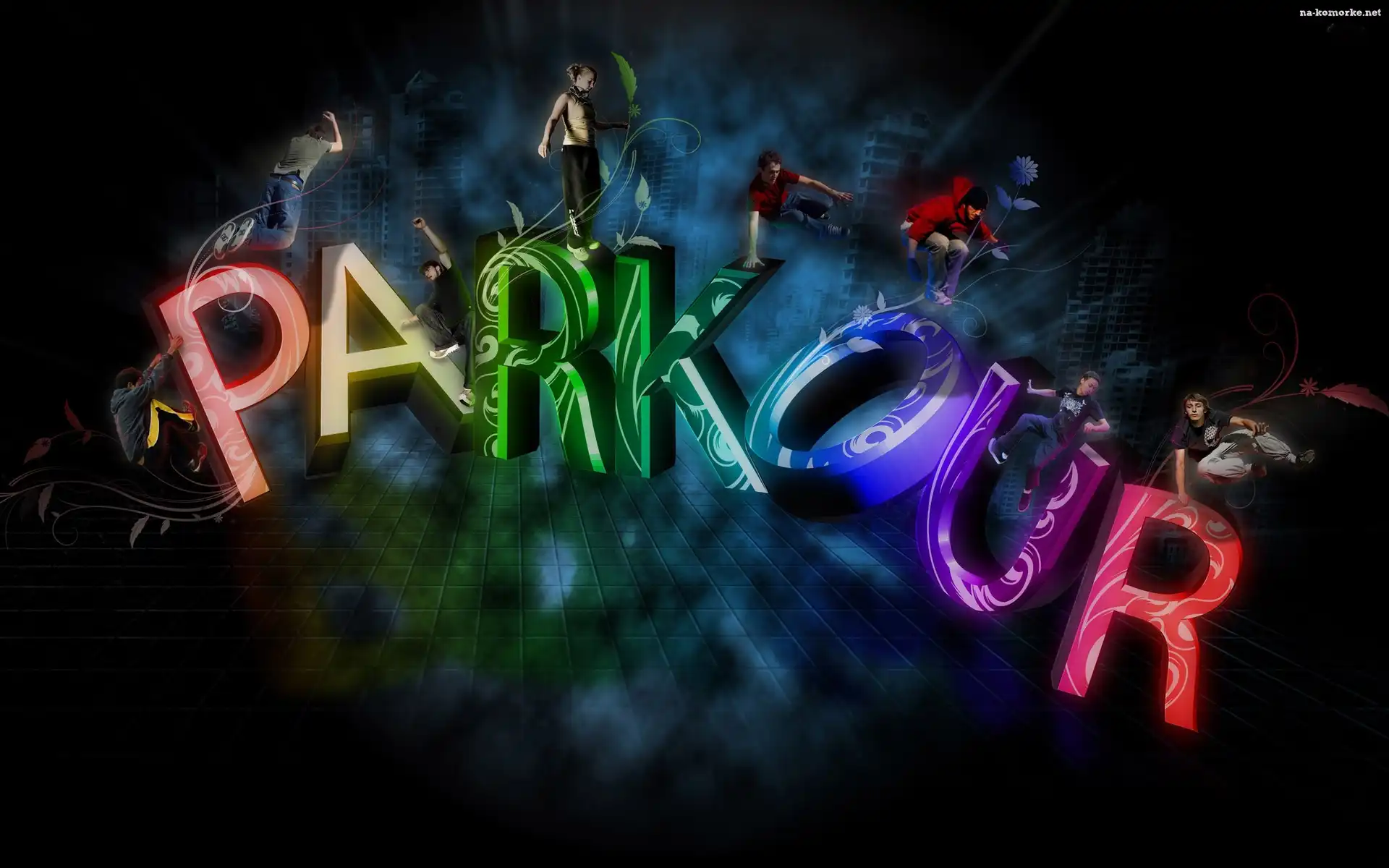 Ludzie, 3D, Grafika, Parkour, Litery