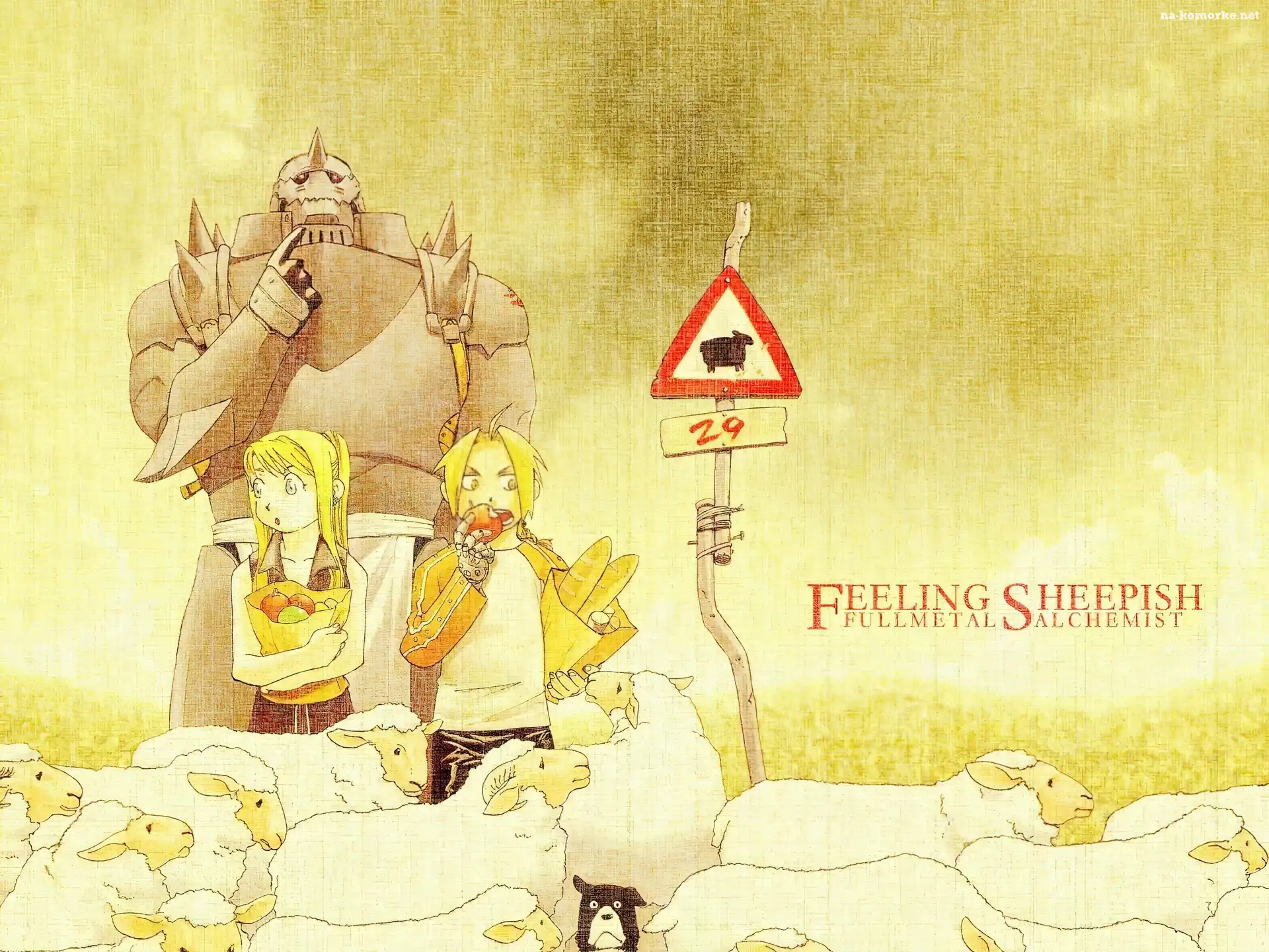 robot, ludzie, owce, znak, Full Metal Alchemist