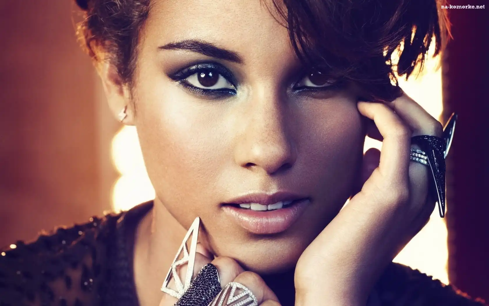 Makijaż, Piękna, Kobieta, Alicia Keys, Biżuteria