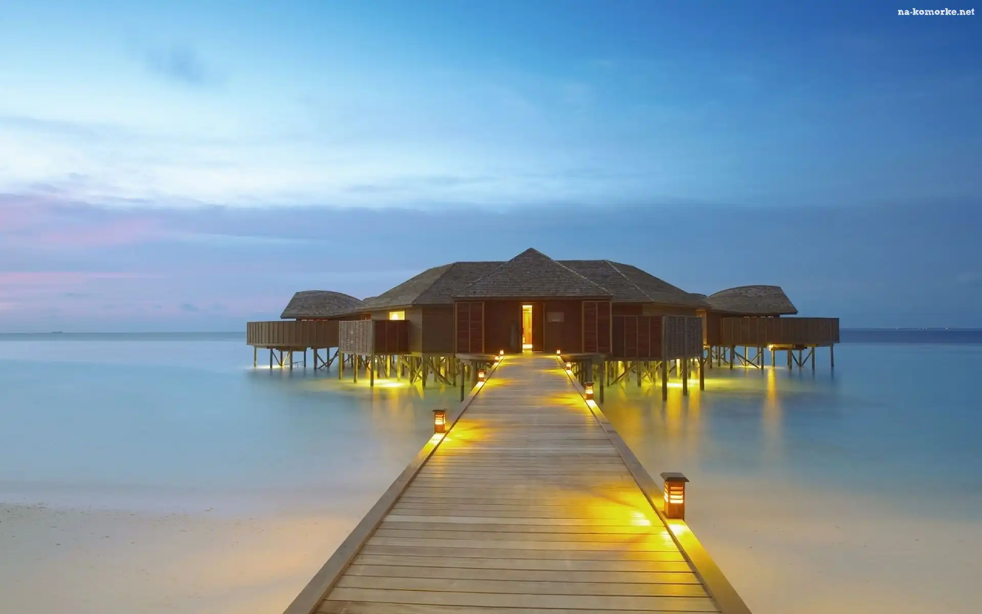 Malediwy, Hotelik, Molo, Morze