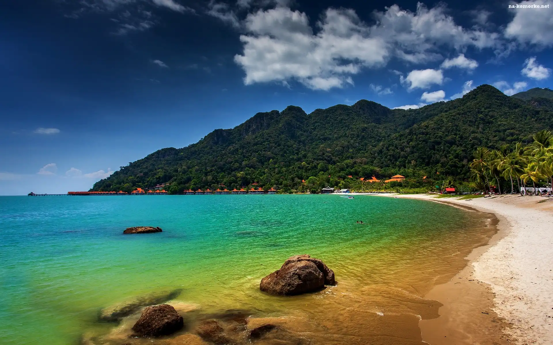 Plaża, Malezja, Langkawi, Wybrzeże, Morze Andamańskie, Góry