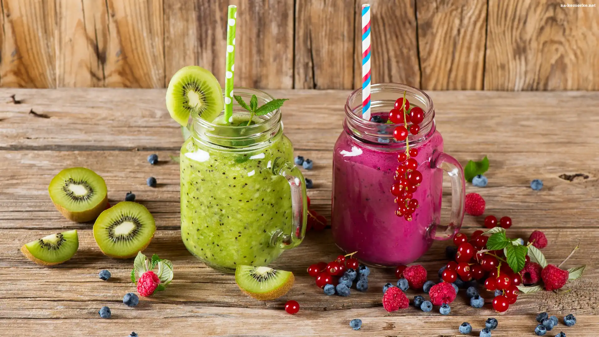 Słomki, Dwa, Porzeczki, Owoce, Słoiki, Koktajle, Jagody, Kiwi, Maliny