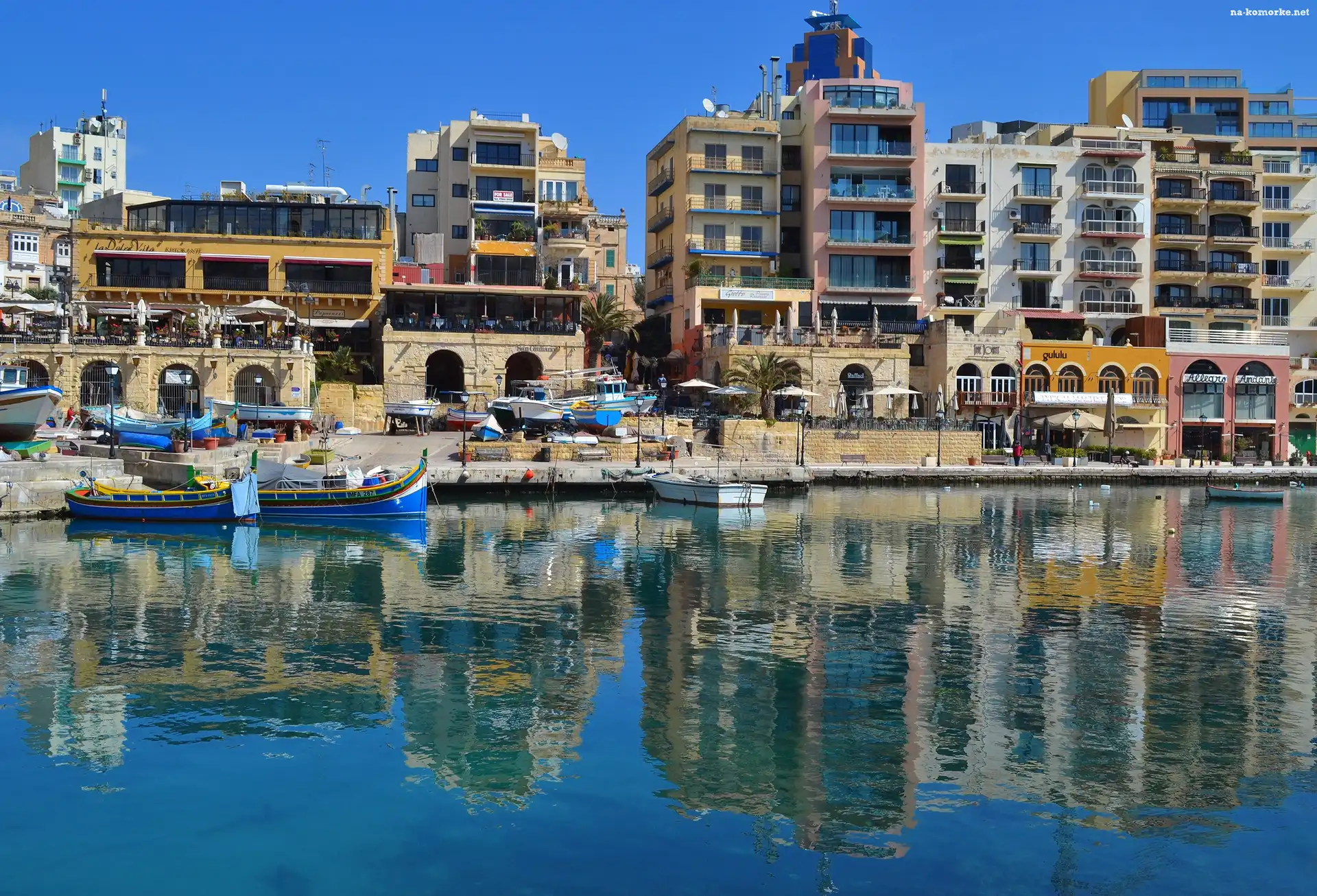 Malta, Łódki, Domy, Morze
